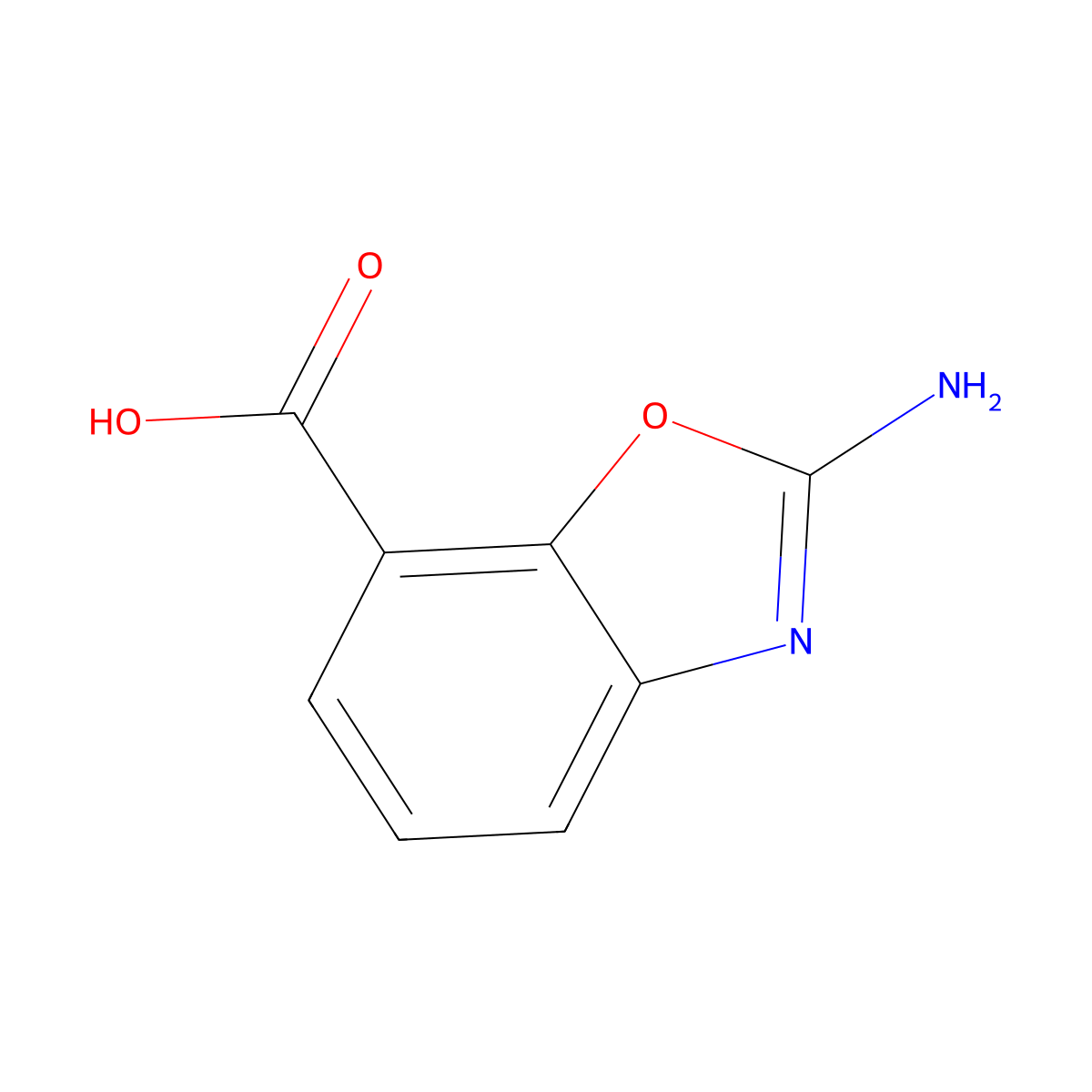 2-Amino-1,3-benzoxazole-7-carboxylic acid molecular structure, CAS 1781320-38-4