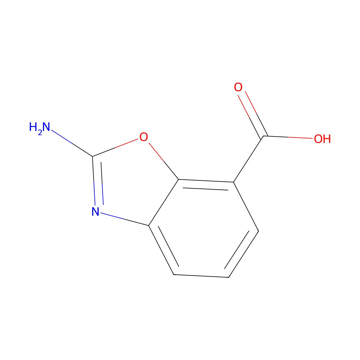 2-Amino-1,3-benzoxazole-7-carboxylic acid molecular structure, CAS 1781320-38-4