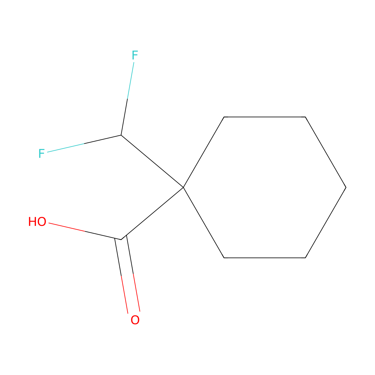 1-(Difluoromethyl)cyclohexane-1-carboxylic acid molecular structure, CAS 1781320-56-6