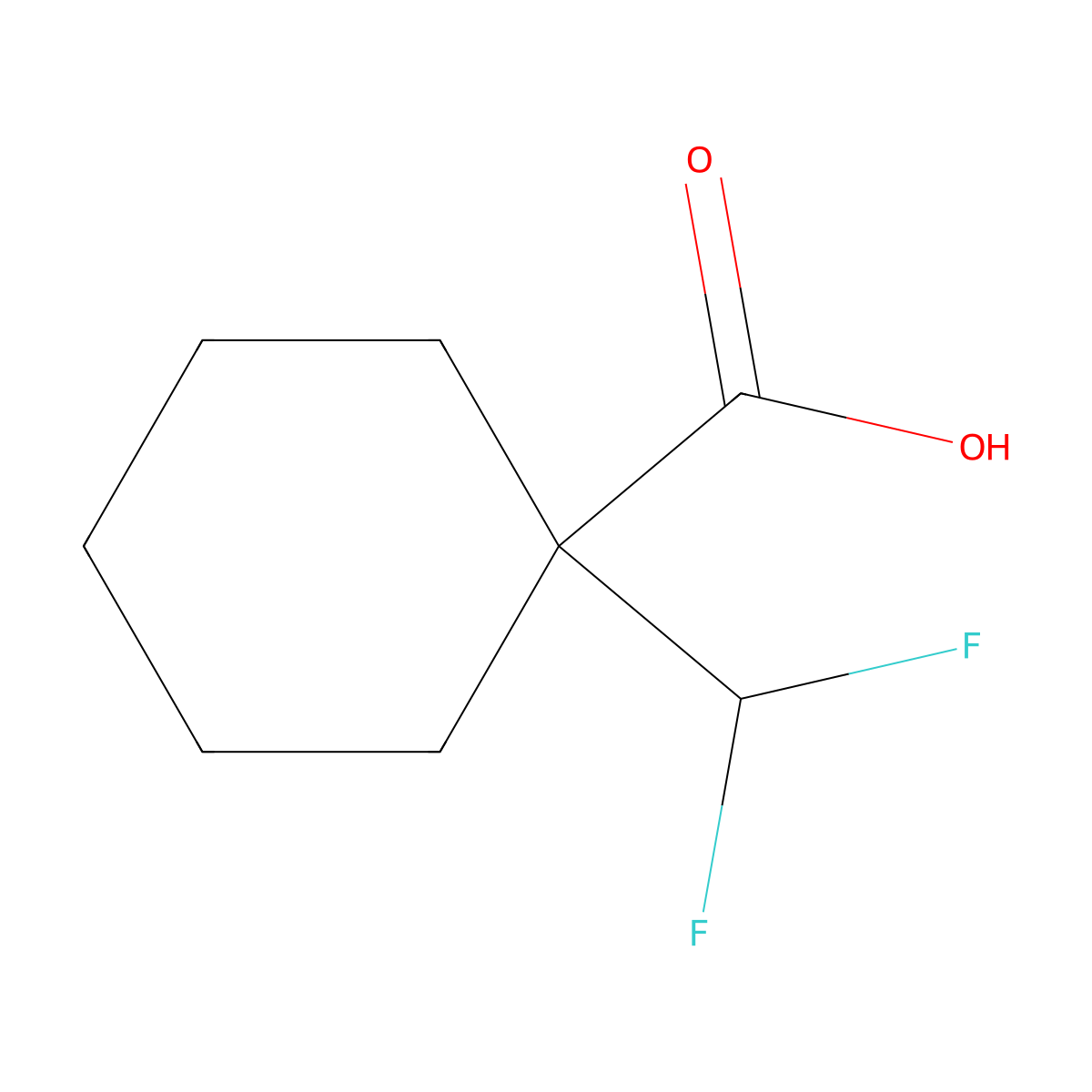 1-(Difluoromethyl)cyclohexane-1-carboxylic acid molecular structure, CAS 1781320-56-6