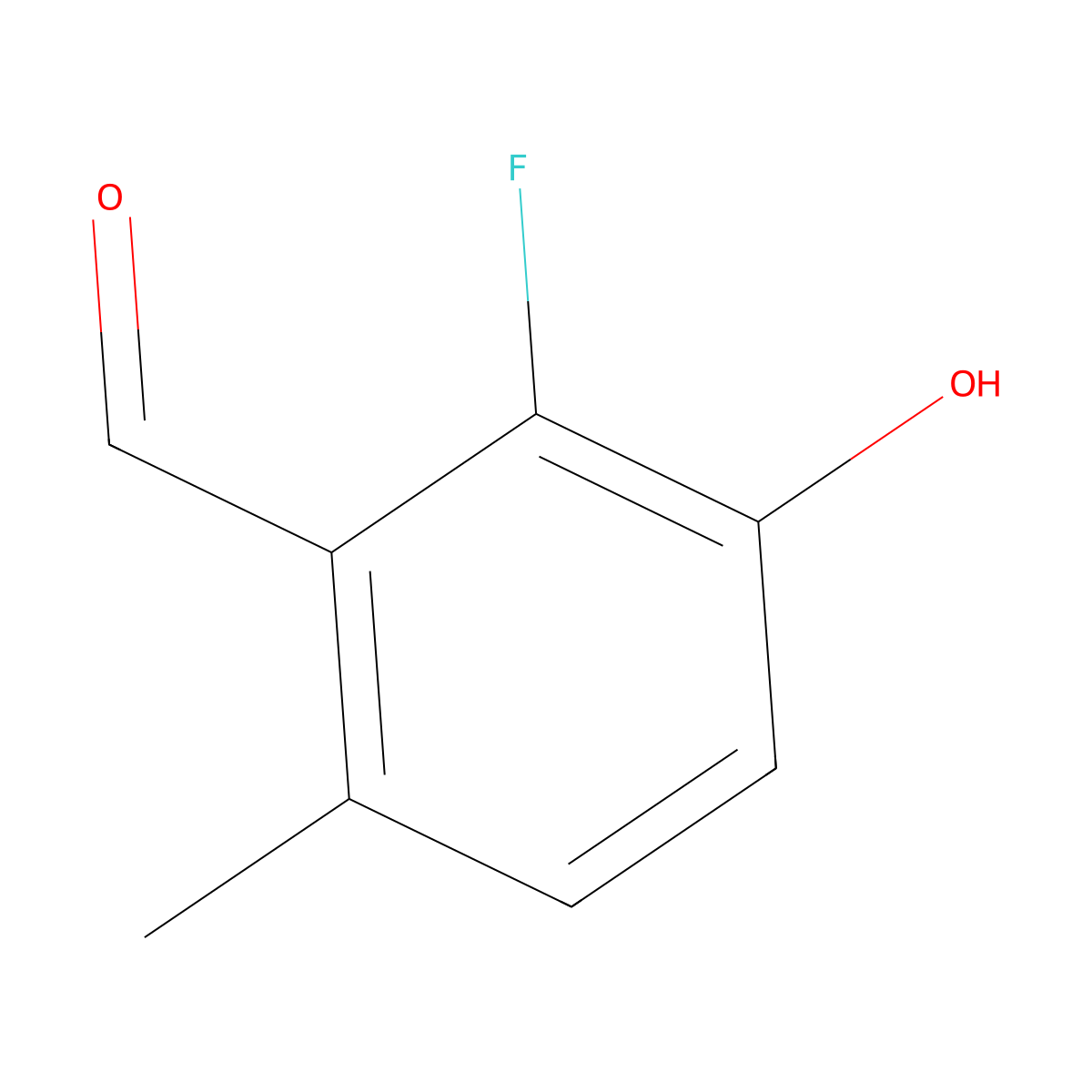 2-Fluoro-3-hydroxy-6-methylbenzaldehyde molecular structure, CAS 1781322-12-0