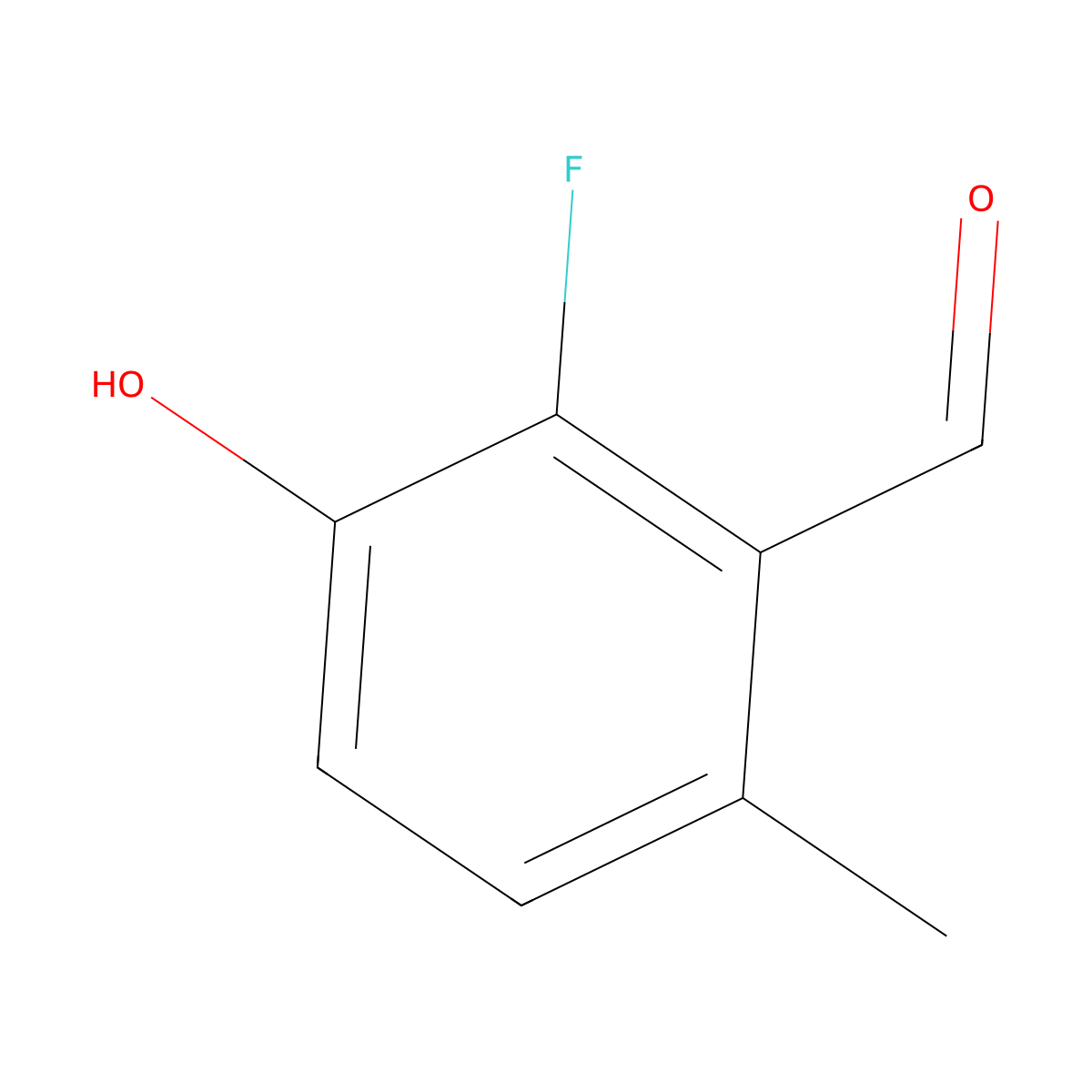 2-Fluoro-3-hydroxy-6-methylbenzaldehyde molecular structure, CAS 1781322-12-0