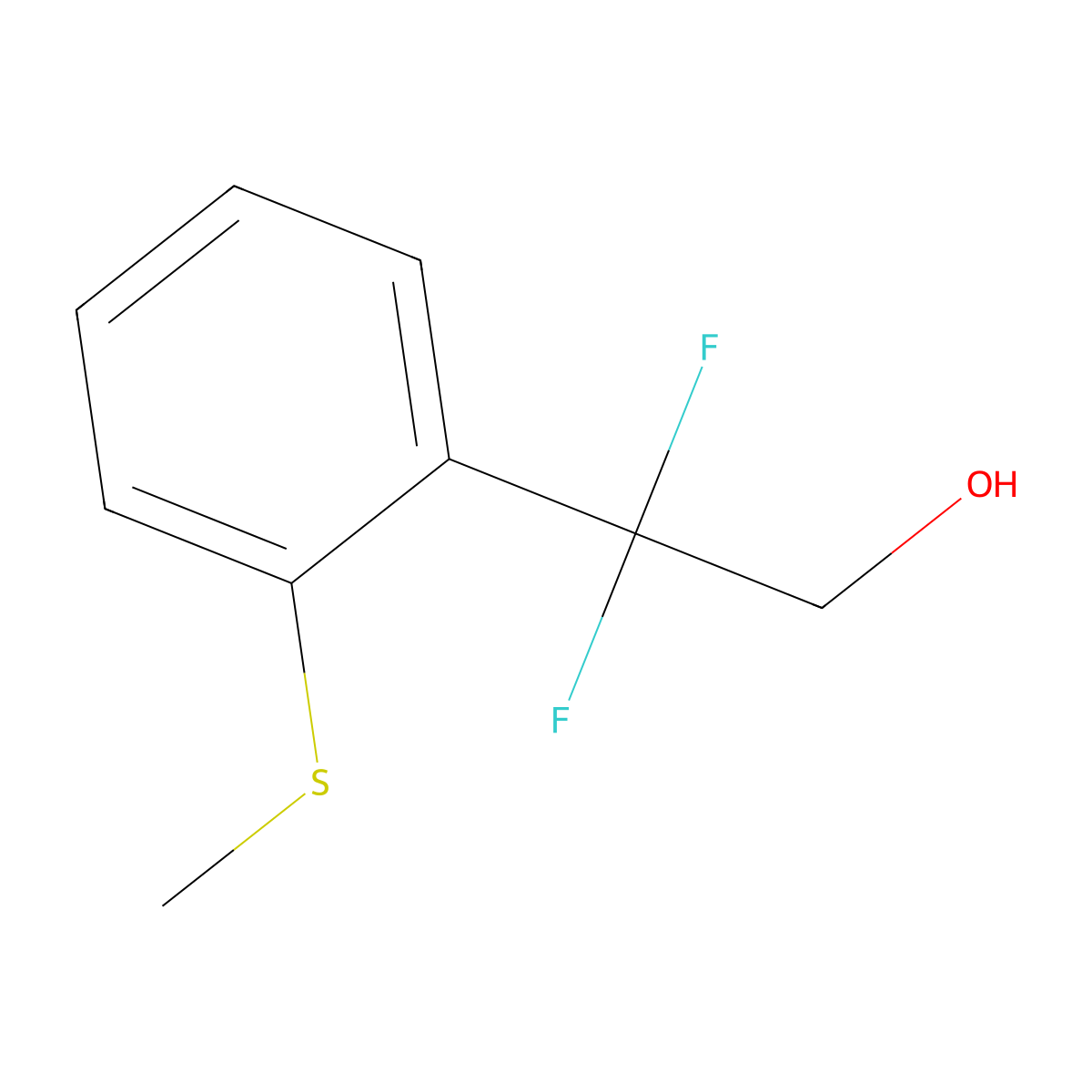 2,2-Difluoro-2-[2-(methylsulfanyl)phenyl]ethan-1-ol molecular structure, CAS 1781322-53-9