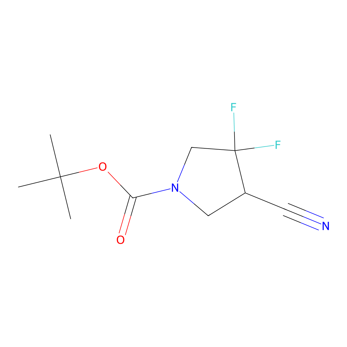 tert-Butyl 4-cyano-3,3-difluoropyrrolidine-1-carboxylate molecular structure, CAS 1781329-92-7