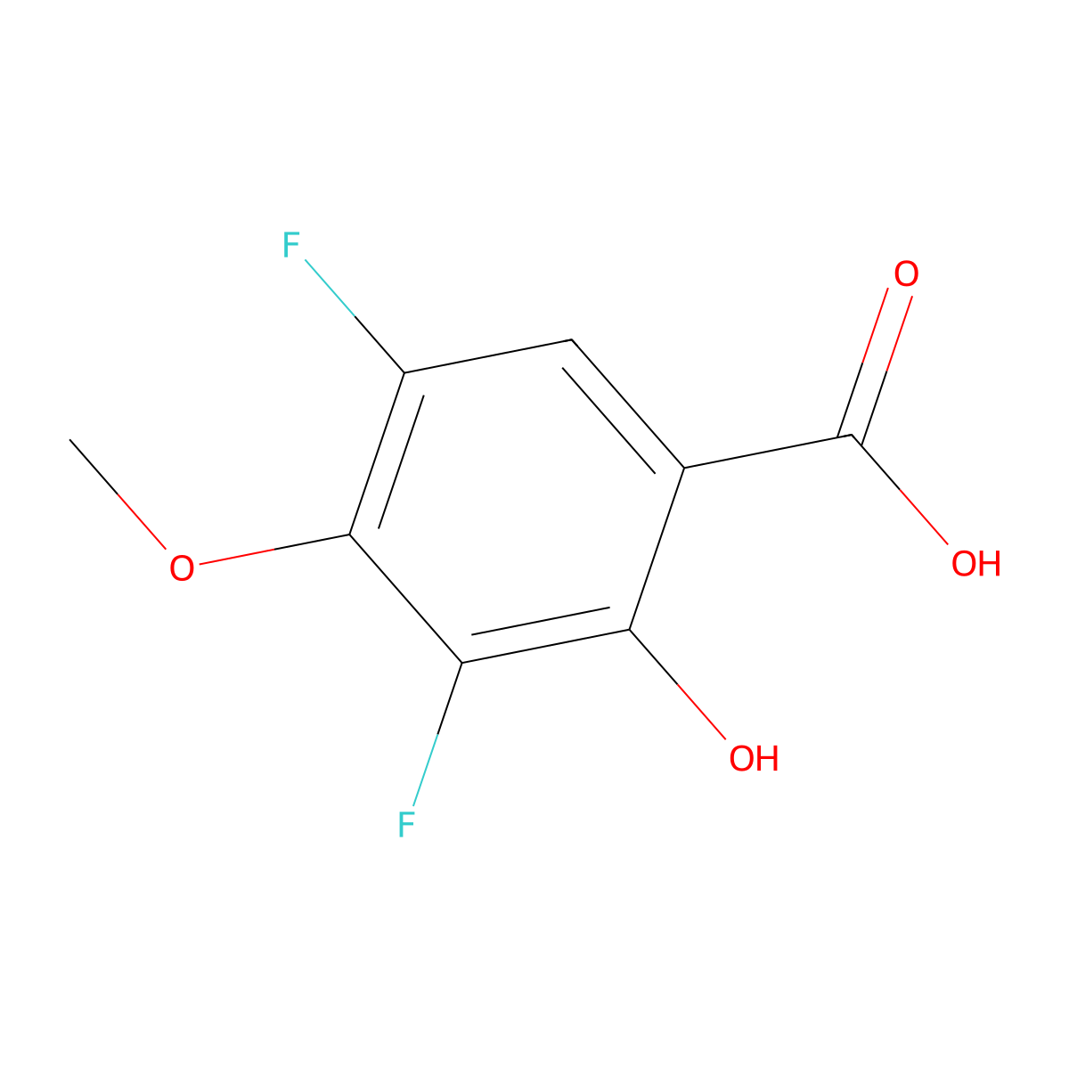 3,5-Difluoro-2-hydroxy-4-methoxybenzoic acid molecular structure, CAS 1781340-84-8