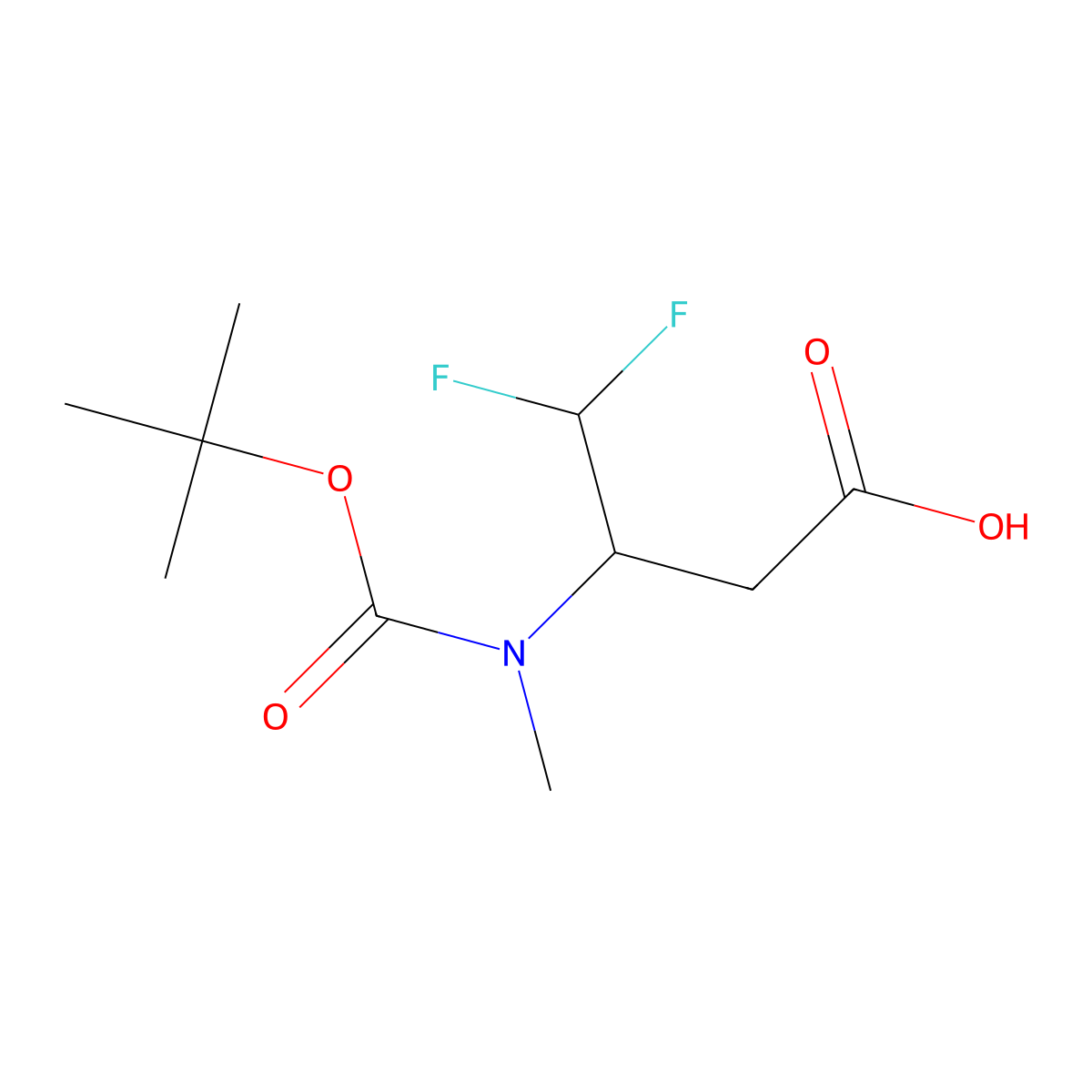 3-{[(Tert-butoxy)carbonyl](methyl)amino}-4,4-difluorobutanoic acid molecular structure, CAS 1781342-40-2