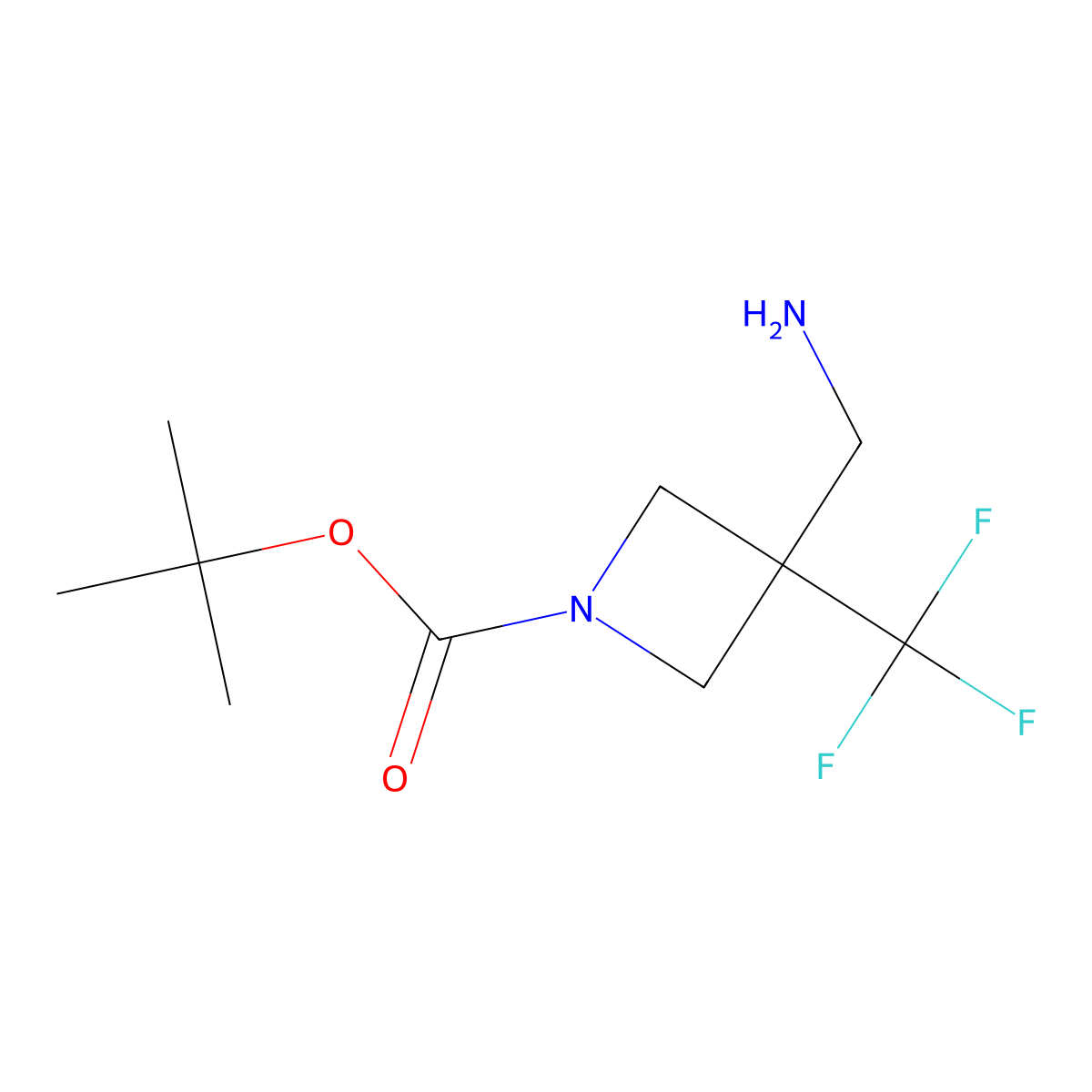 Tert-butyl 3-(aminomethyl)-3-(trifluoromethyl)azetidine-1-carboxylate molecular structure, CAS 1781345-39-8