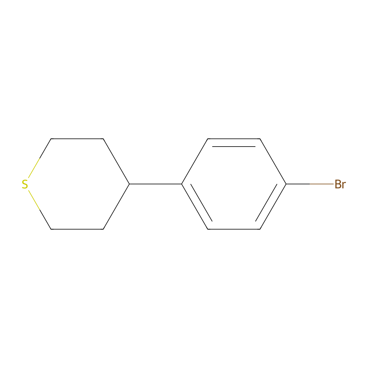 4-(4-bromophenyl)tetrahydro-2H-thiopyran molecular structure, CAS 1781345-56-9