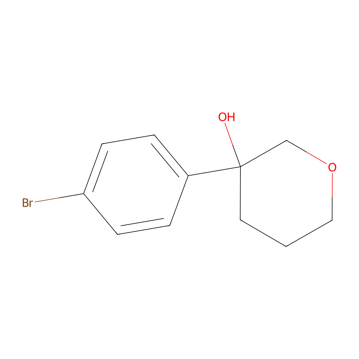 3-(4-bromophenyl)tetrahydro-2H-pyran-3-ol molecular structure, CAS 1781352-00-8