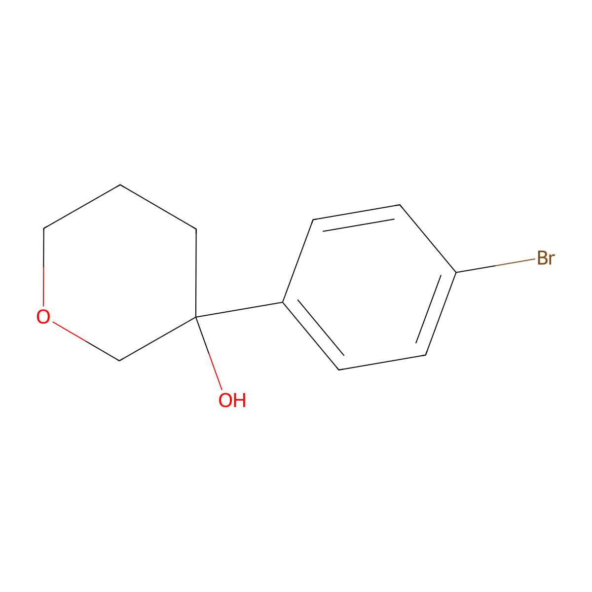 3-(4-bromophenyl)tetrahydro-2H-pyran-3-ol molecular structure, CAS 1781352-00-8