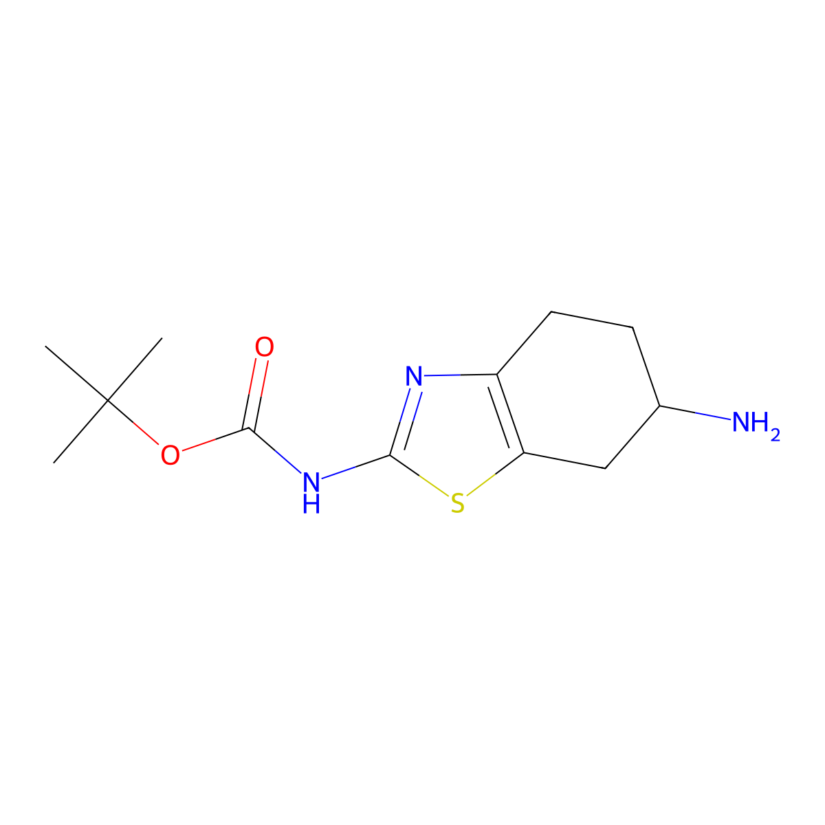 tert-Butyl (6-amino-4,5,6,7-tetrahydrobenzo[d]thiazol-2-yl)carbamate molecular structure, CAS 1781357-63-8