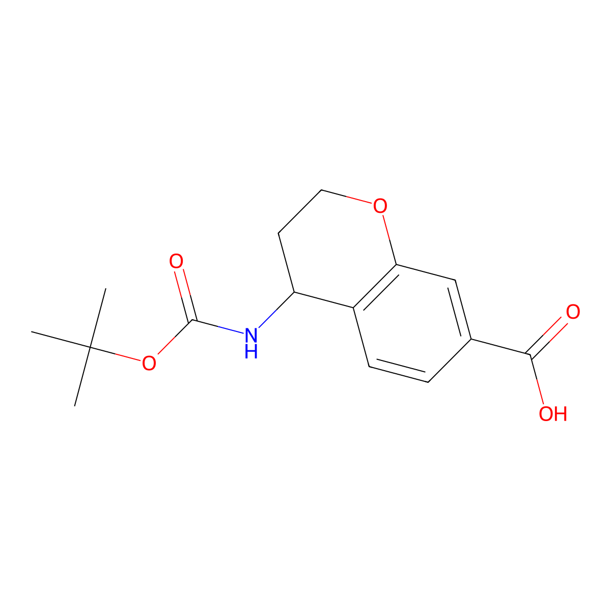 4-{[(tert-butoxy)carbonyl]amino}-3,4-dihydro-2H-1-benzopyran-7-carboxylic acid molecular structure, CAS 1781370-63-5