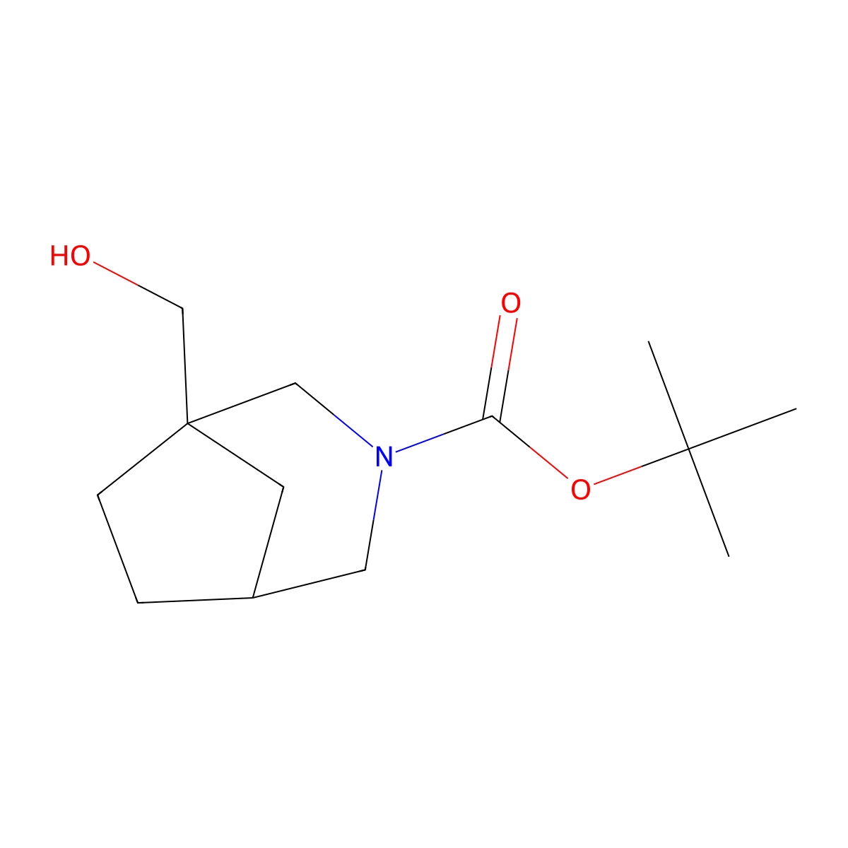 Tert-butyl 1-(hydroxymethyl)-3-azabicyclo[3.2.1]octane-3-carboxylate molecular structure, CAS 1781376-36-0