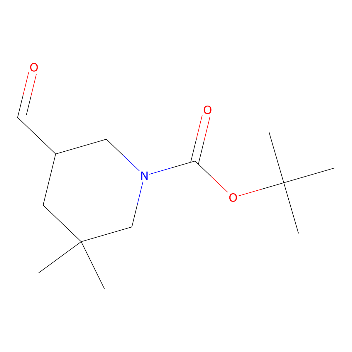 Tert-butyl 5-formyl-3,3-dimethylpiperidine-1-carboxylate molecular structure, CAS 1781376-39-3