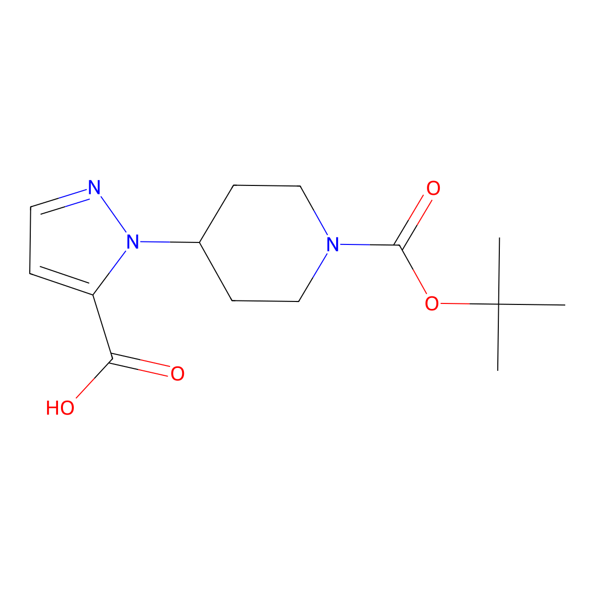 1-{1-[(tert-butoxy)carbonyl]piperidin-4-yl}-1H-pyrazole-5-carboxylic acid molecular structure, CAS 1781376-68-8