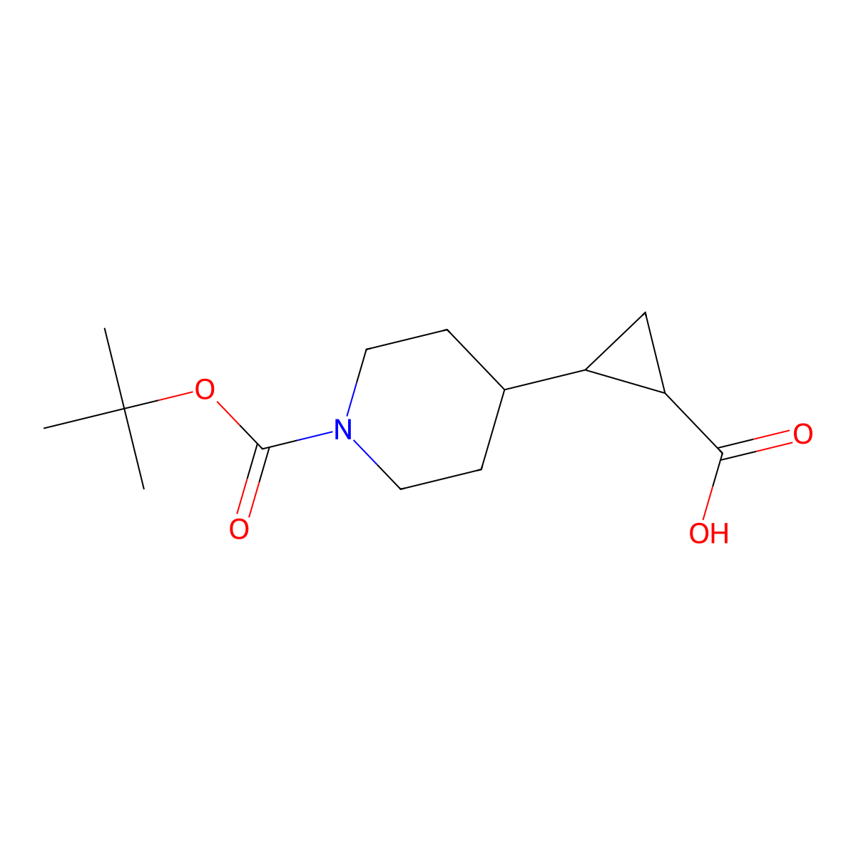 2-{1-[(Tert-butoxy)carbonyl]piperidin-4-yl}cyclopropane-1-carboxylic acid molecular structure, CAS 1781383-08-1