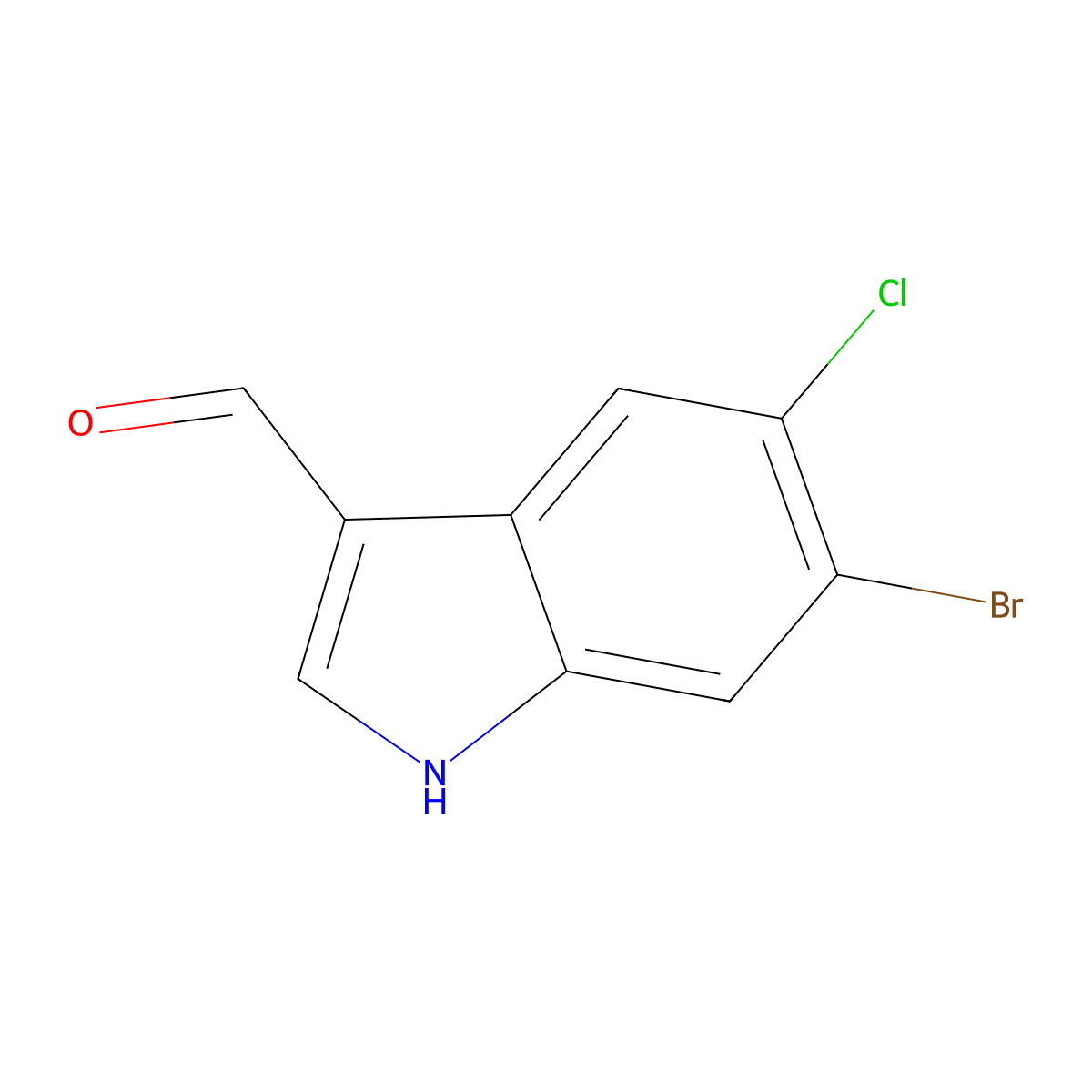 6-Bromo-5-chloro-1H-indole-3-carbaldehyde molecular structure, CAS 1781423-16-2