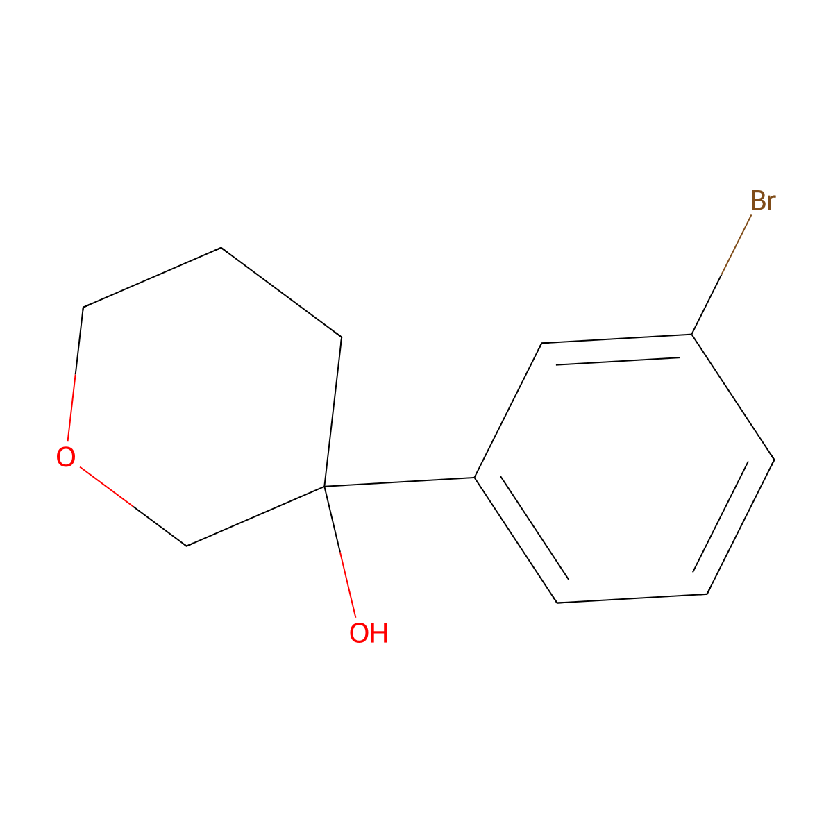 3-(3-Bromophenyl)oxan-3-ol molecular structure, CAS 1781424-73-4