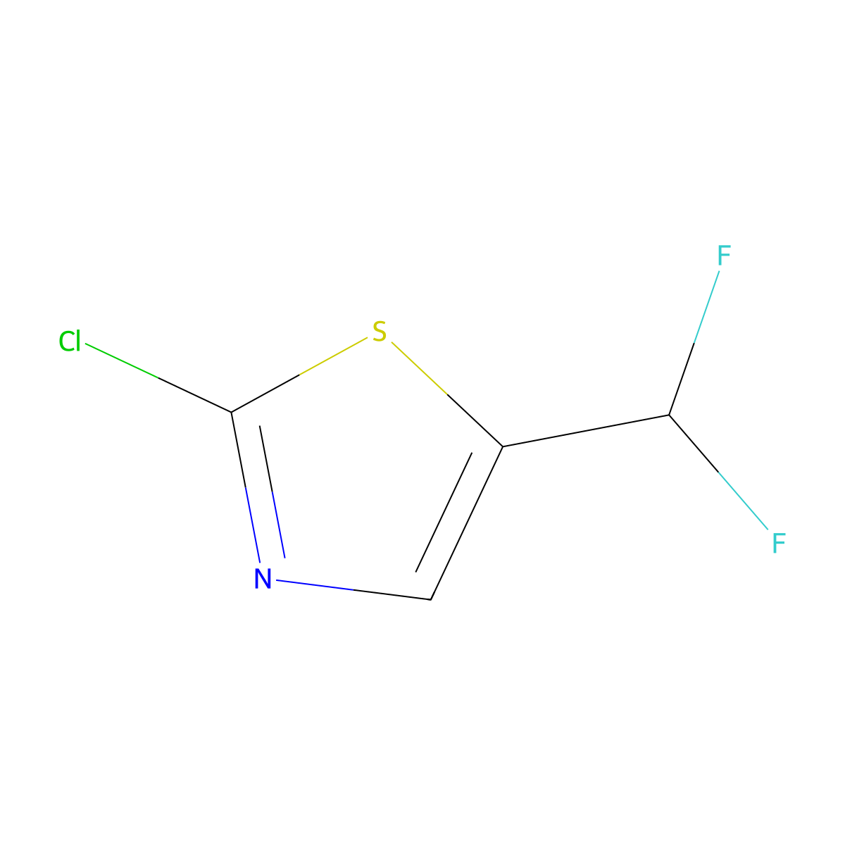 2-Chloro-5-(difluoromethyl)-1,3-thiazole molecular structure, CAS 1781434-39-6