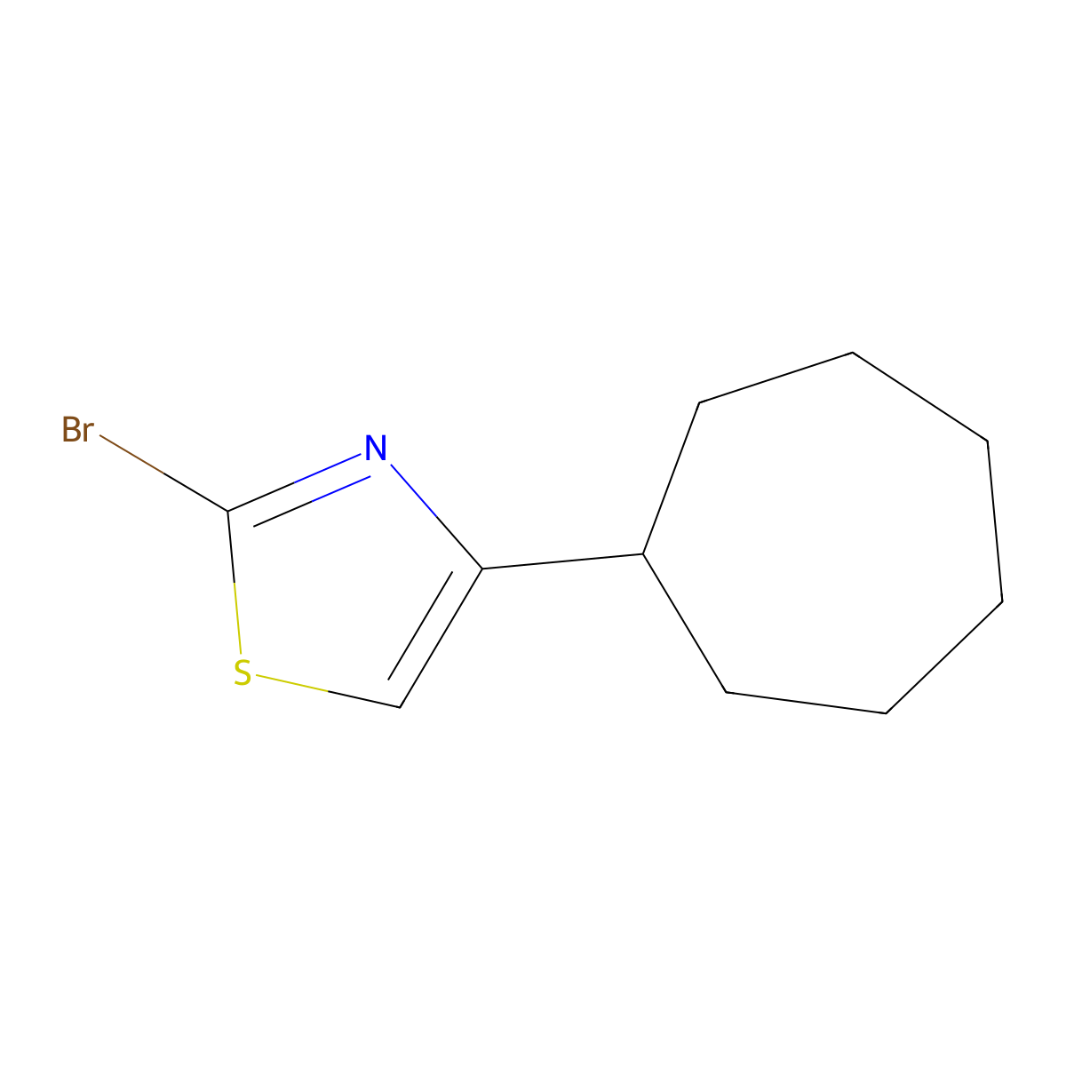2-Bromo-4-cycloheptyl-1,3-thiazole molecular structure, CAS 1781438-95-6