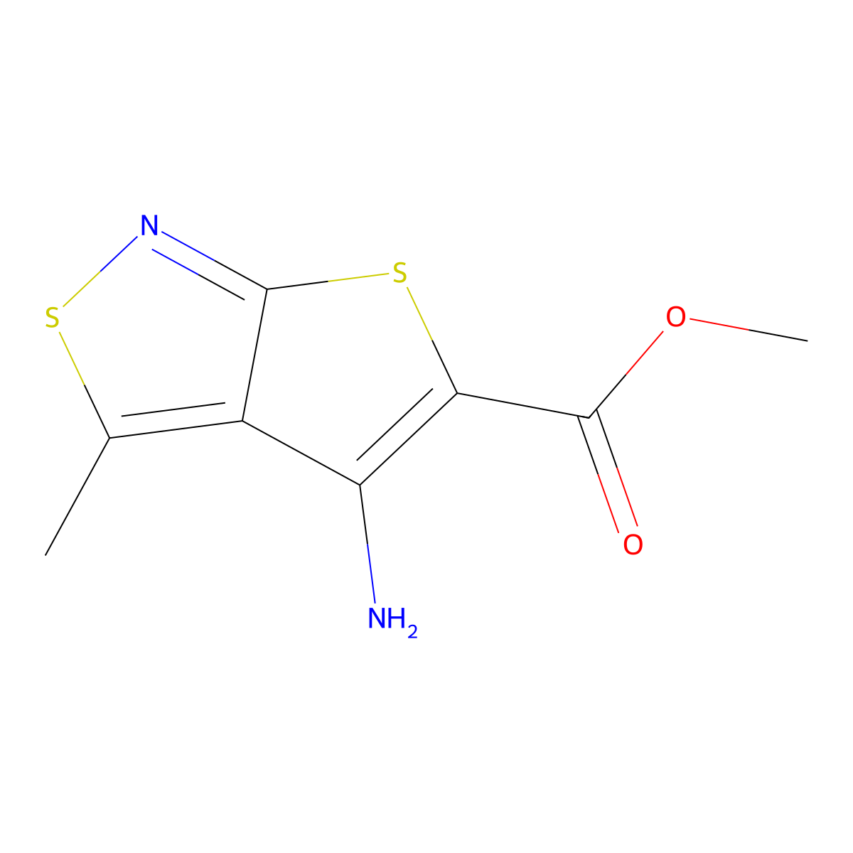 Methyl 4-amino-3-methylthieno[2,3-c][1,2]thiazole-5-carboxylate molecular structure, CAS 1781444-49-2