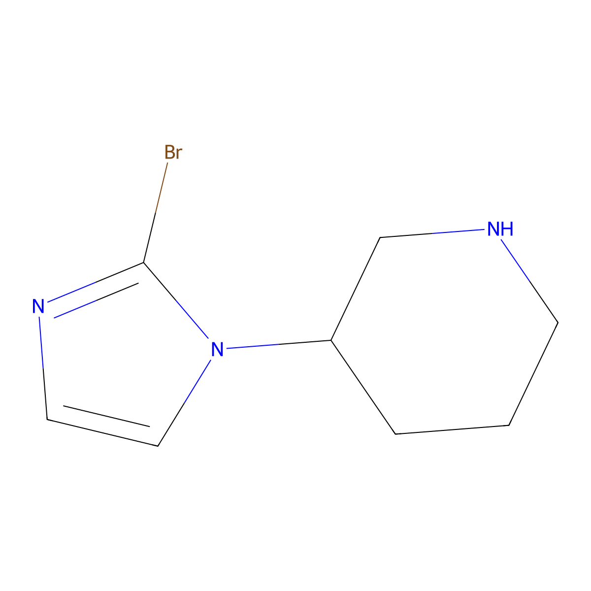 3-(2-bromo-1H-imidazol-1-yl)piperidine molecular structure, CAS 1781444-99-2
