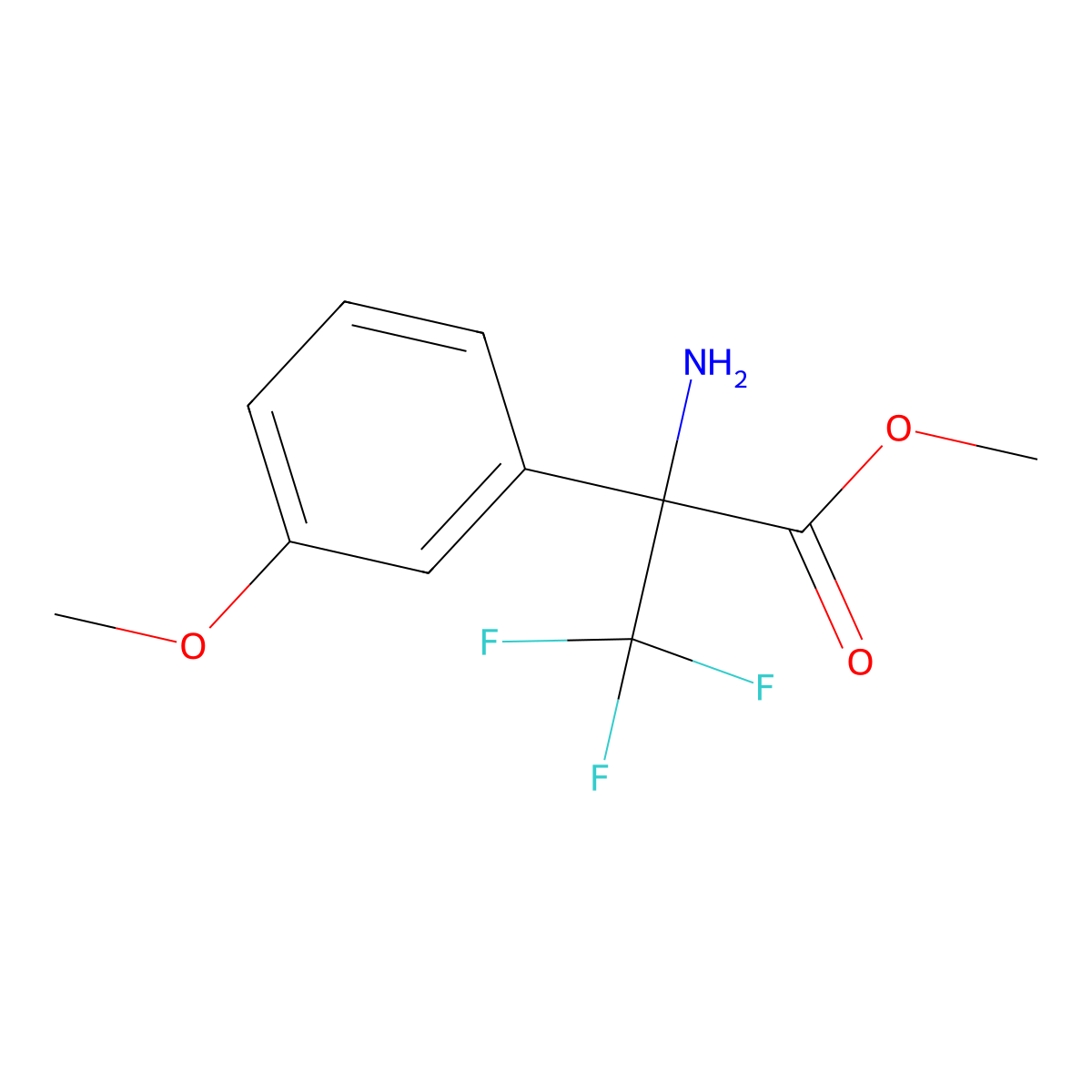 Methyl 2-amino-3,3,3-trifluoro-2-(3-methoxyphenyl)propanoate molecular structure, CAS 1781459-26-4