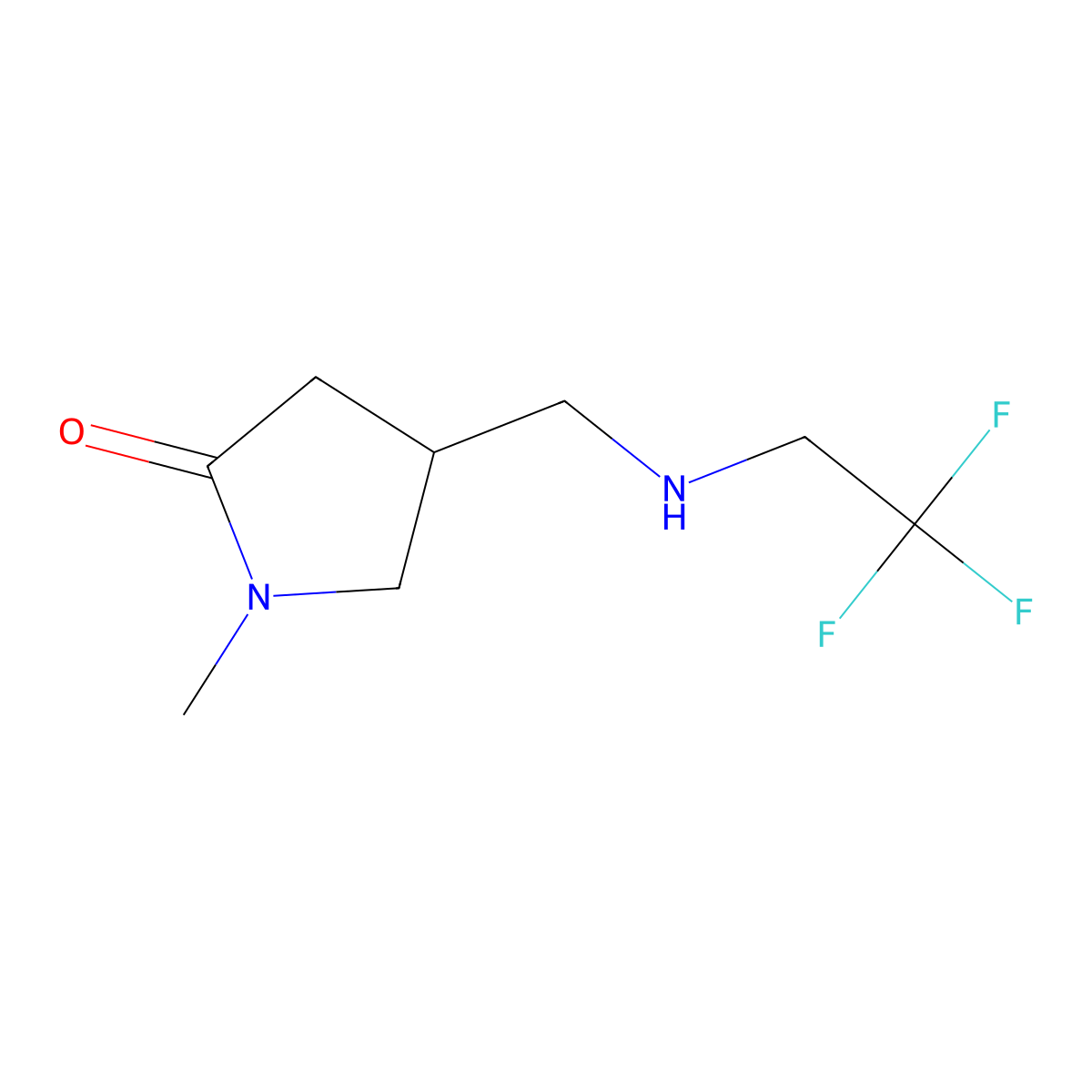 1-Methyl-4-{[(2,2,2-trifluoroethyl)amino]methyl}pyrrolidin-2-one molecular structure, CAS 1781468-39-0