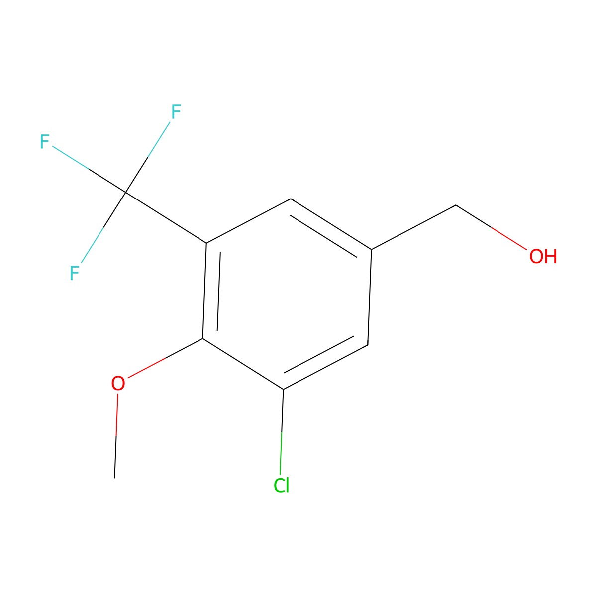 (3-Chloro-4-methoxy-5-(trifluoromethyl)phenyl)methanol molecular structure, CAS 1781470-50-5