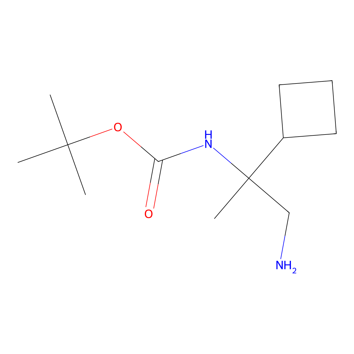 Tert-butyl N-(1-amino-2-cyclobutylpropan-2-yl)carbamate molecular structure, CAS 1781472-86-3