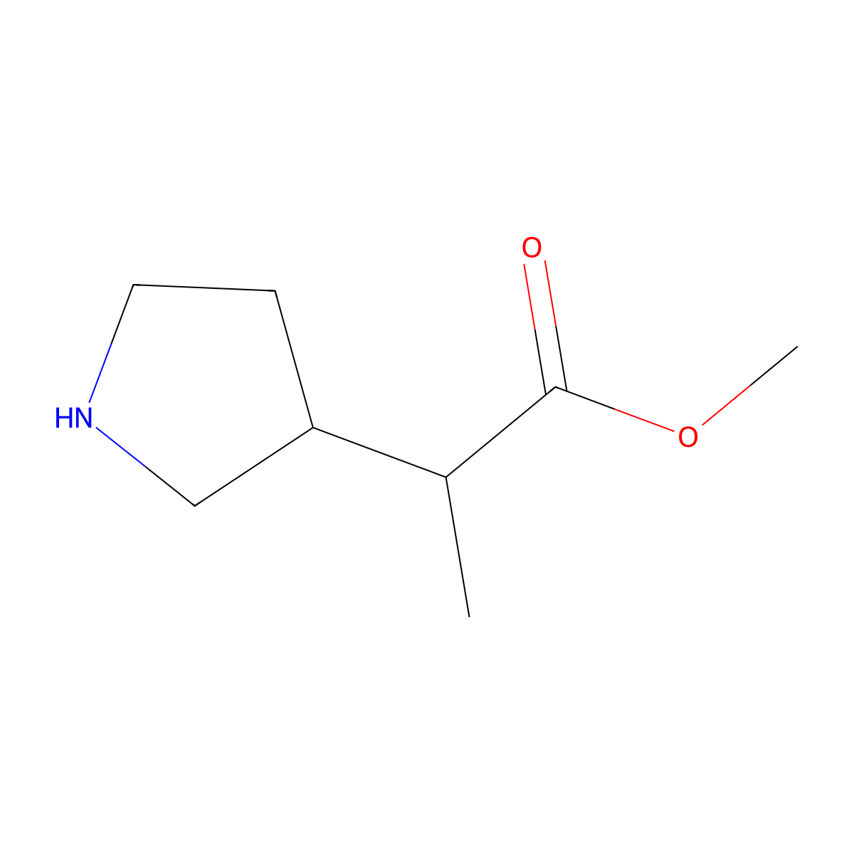 Methyl 2-(pyrrolidin-3-yl)propanoate molecular structure, CAS 1781480-92-9