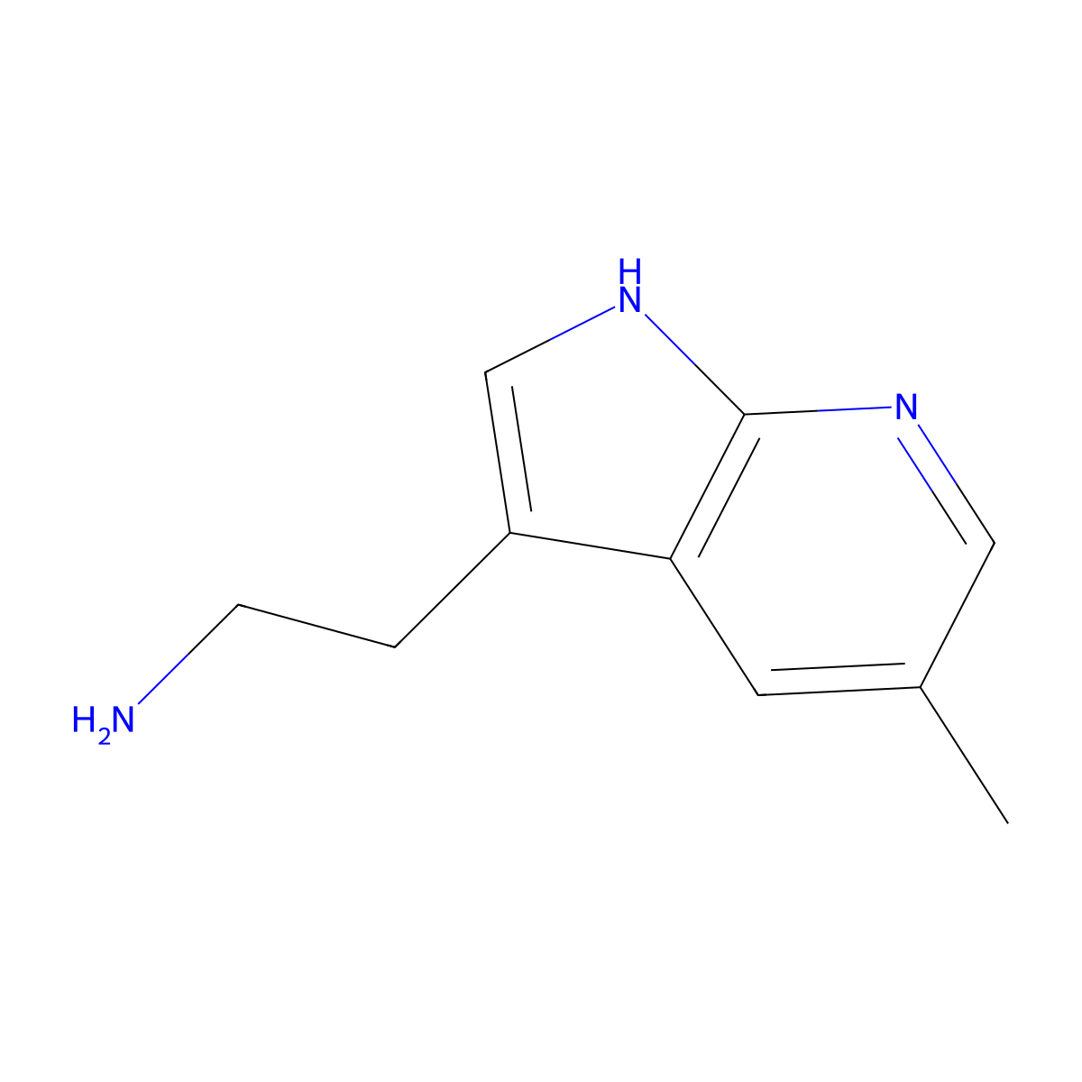 2-{5-methyl-7H-pyrrolo[2,3-b]pyridin-3-yl}ethan-1-amine molecular structure, CAS 1781483-62-2