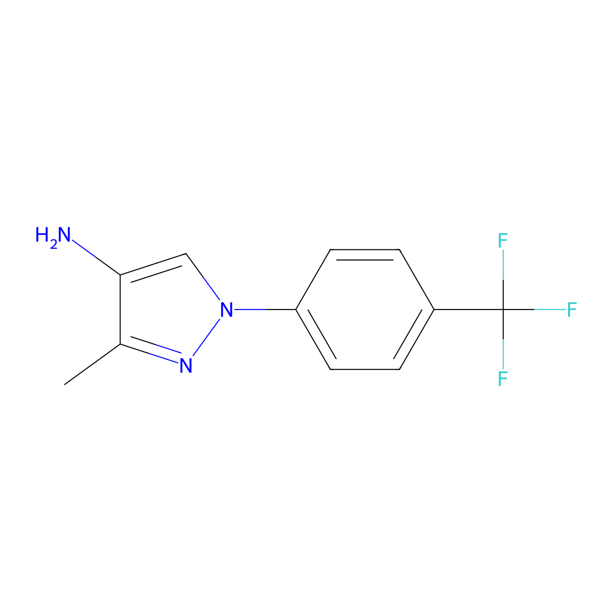 3-methyl-1-(4-(trifluoromethyl)phenyl)-1H-pyrazol-4-amine molecular structure, CAS 1781484-51-2