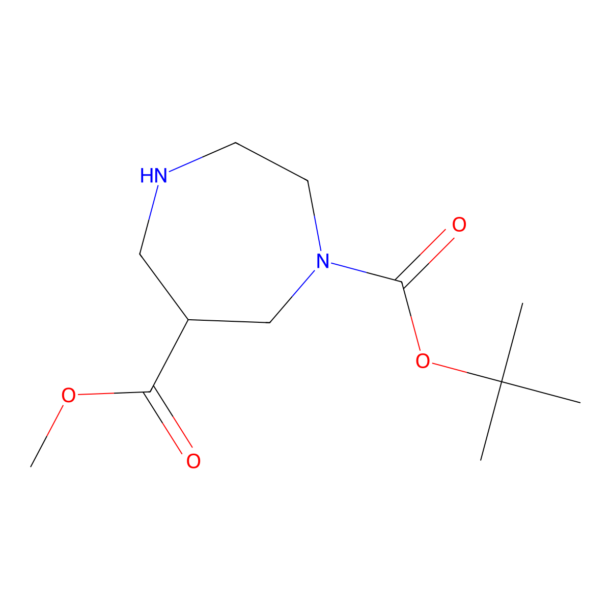 1-Tert-butyl 6-methyl 1,4-diazepane-1,6-dicarboxylate molecular structure, CAS 1781484-91-0