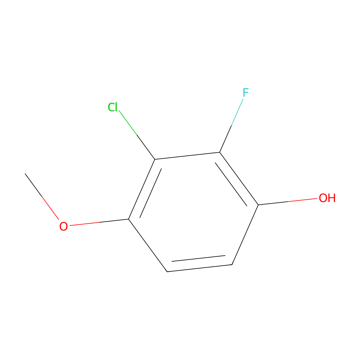 3-Chloro-2-fluoro-4-methoxyphenol molecular structure, CAS 1781486-60-9