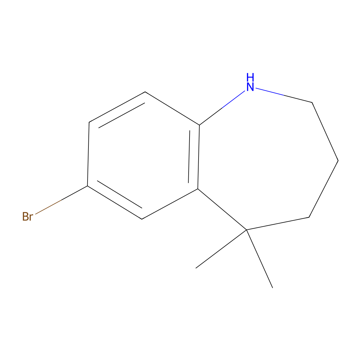 7-Bromo-5,5-dimethyl-1,2,3,4-tetrahydro-1-benzazepine molecular structure, CAS 1781490-38-7