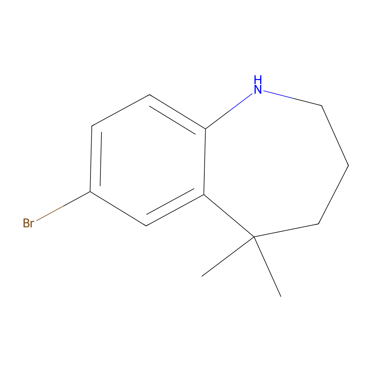 7-Bromo-5,5-dimethyl-1,2,3,4-tetrahydro-1-benzazepine molecular structure, CAS 1781490-38-7