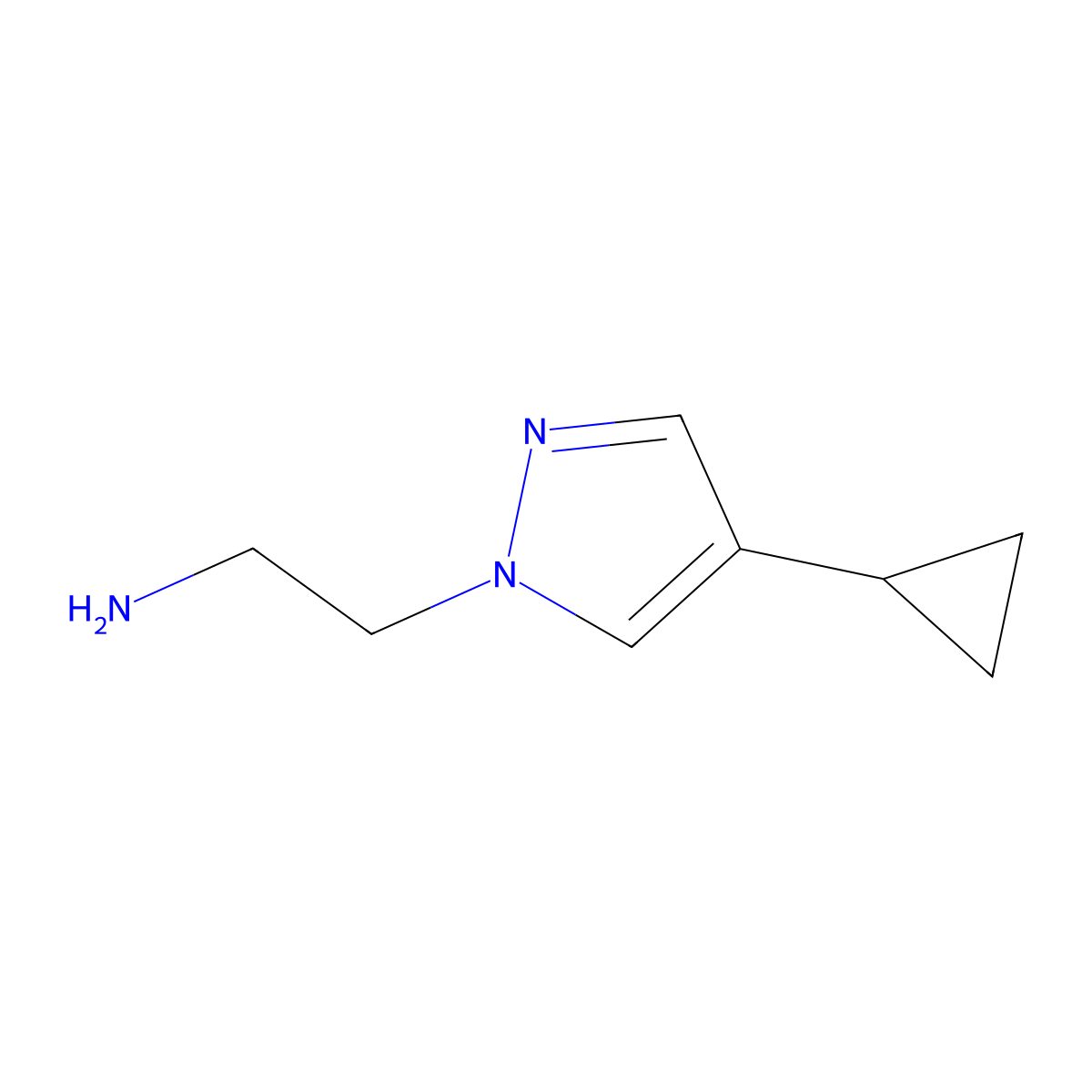 2-(4-cyclopropyl-1H-pyrazol-1-yl)ethan-1-amine molecular structure, CAS 1781507-25-2