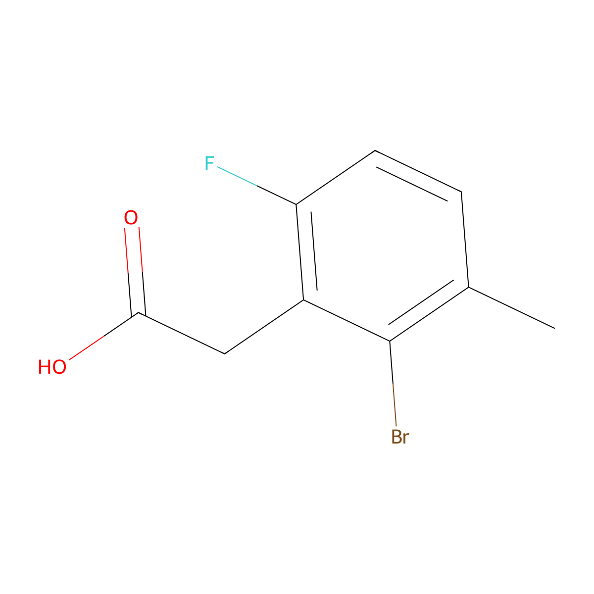 2-(2-Bromo-6-fluoro-3-methylphenyl)acetic acid molecular structure, CAS 1781507-81-0