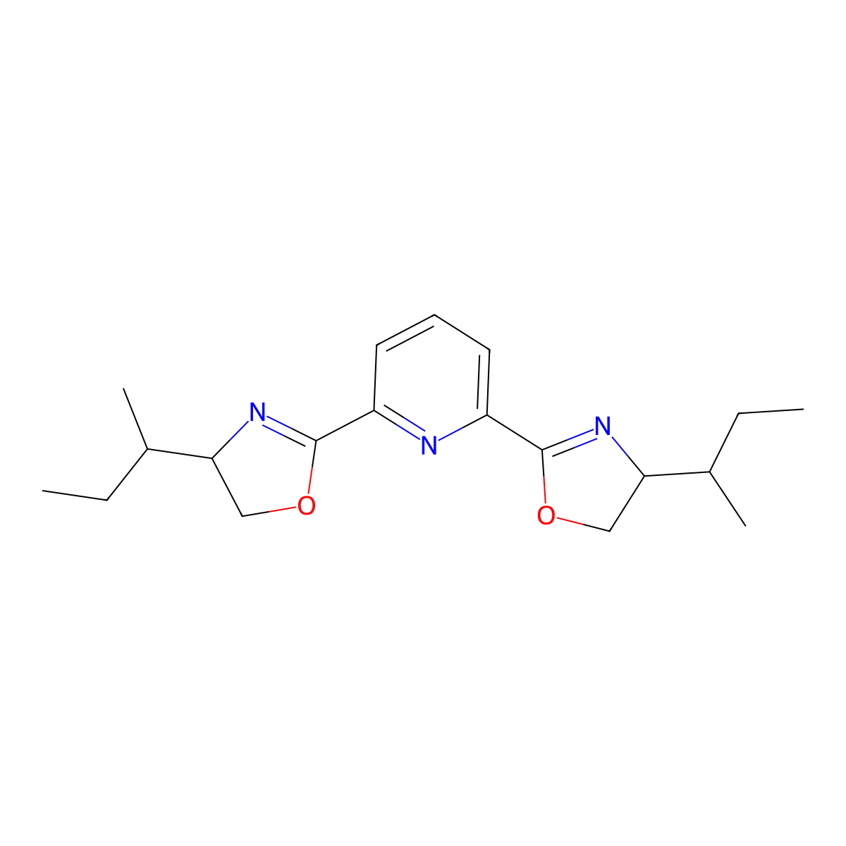 2,6-Bis(4-(sec-butyl)-4,5-dihydrooxazol-2-yl)pyridine molecular structure, CAS 178151-11-6