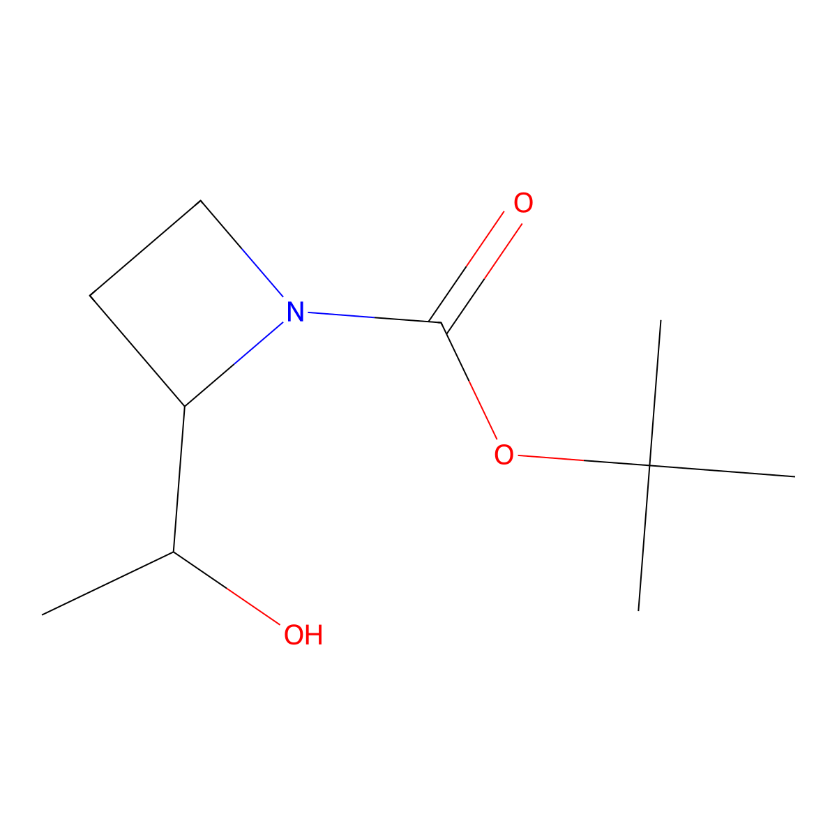 Tert-butyl 2-(1-hydroxyethyl)azetidine-1-carboxylate molecular structure, CAS 1781514-65-5