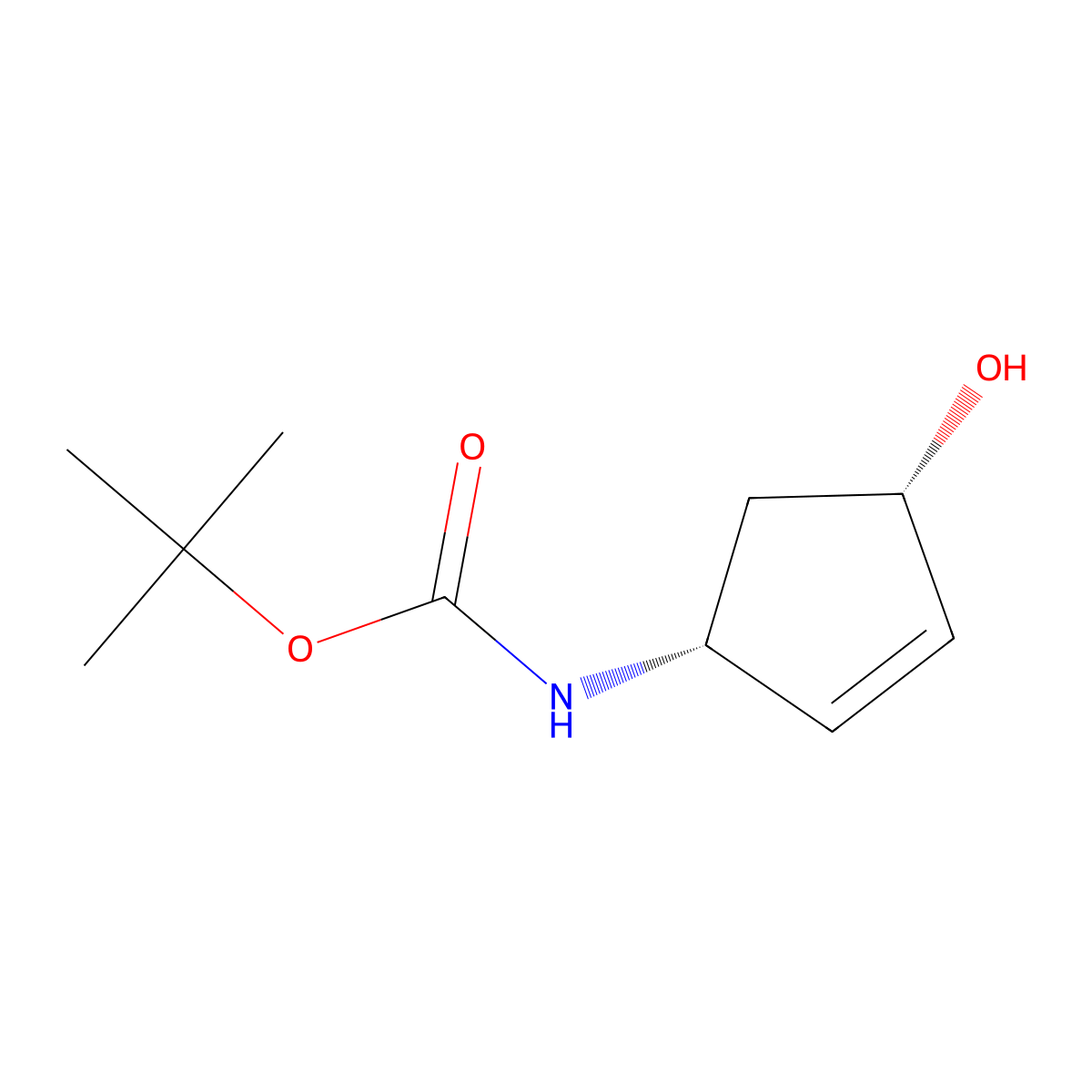 Tert-butyl ((1R,4S)-4-hydroxycyclopent-2-EN-1-YL)carbamate molecular structure, CAS 178152-48-2