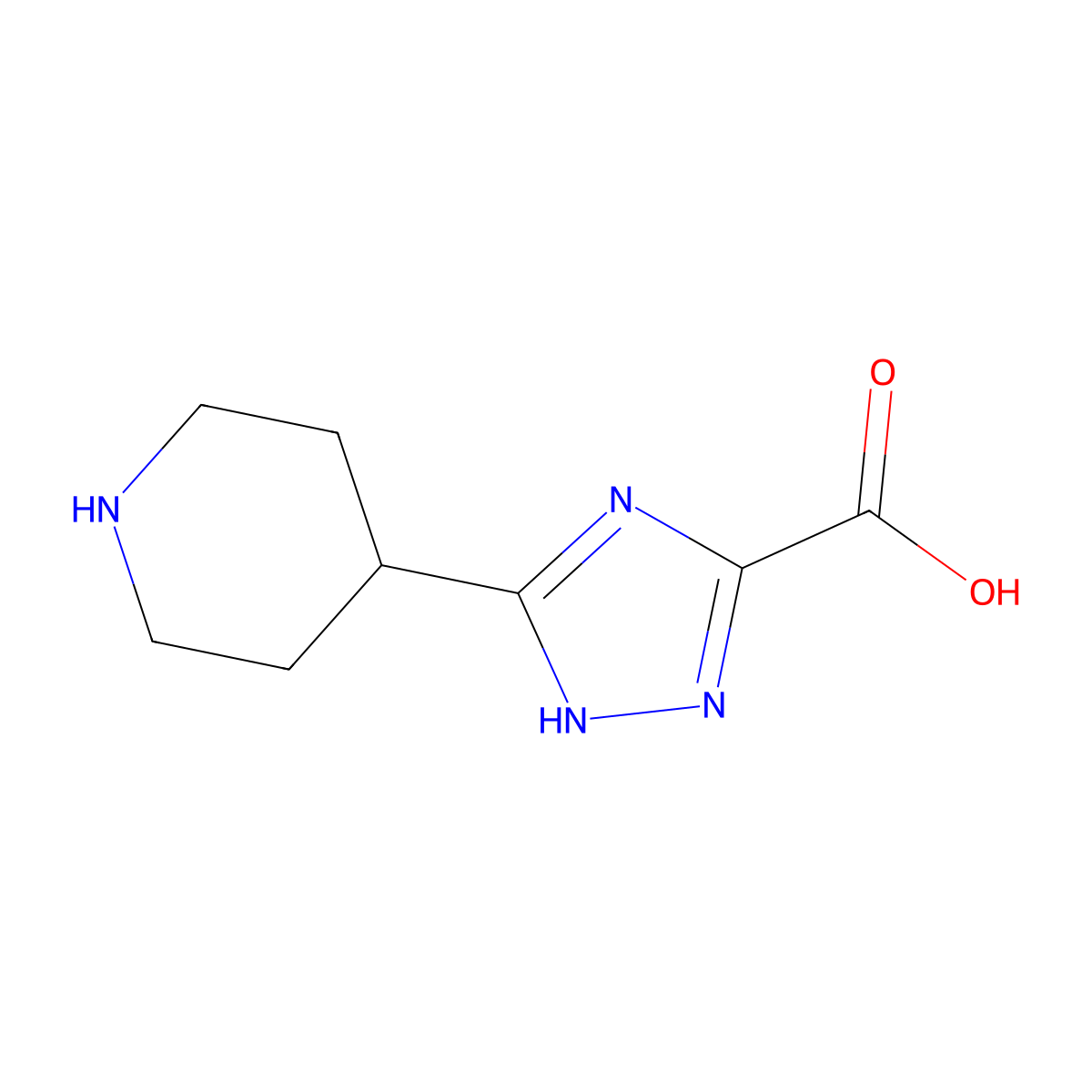 3-(piperidin-4-yl)-1H-1,2,4-triazole-5-carboxylic acid molecular structure, CAS 1781524-36-4