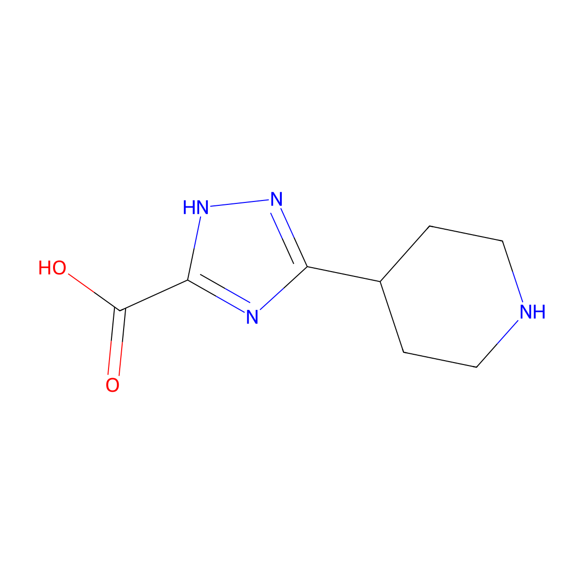 3-(piperidin-4-yl)-1H-1,2,4-triazole-5-carboxylic acid molecular structure, CAS 1781524-36-4