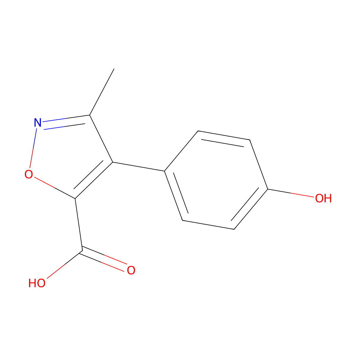 4-(4-Hydroxyphenyl)-3-methyl-1,2-oxazole-5-carboxylic acid molecular structure, CAS 1781524-81-9