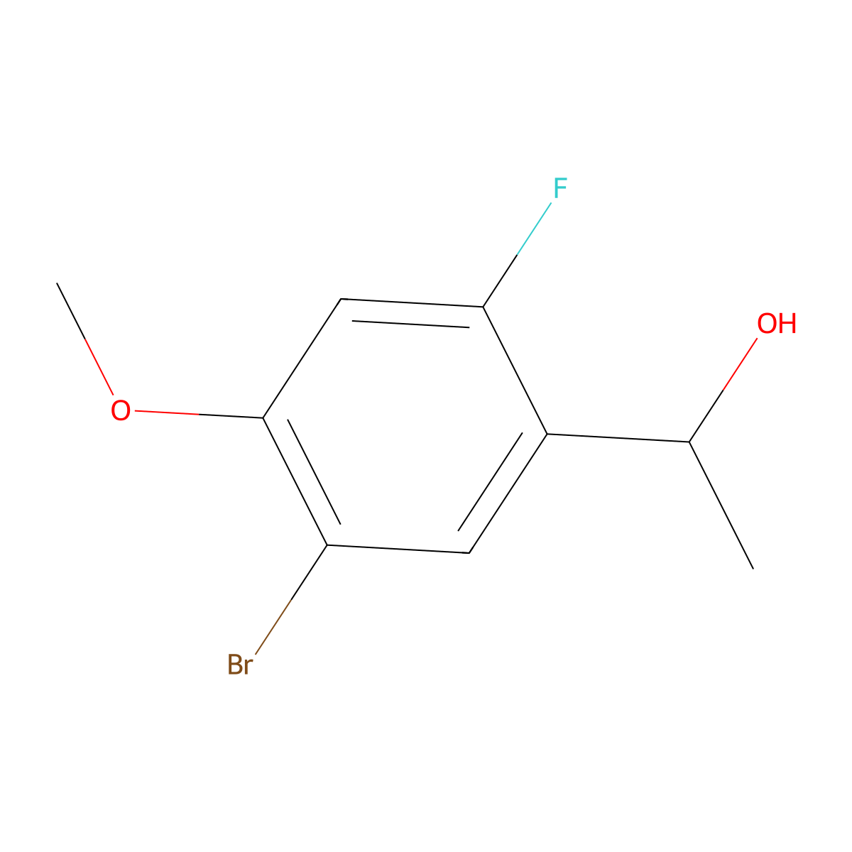 1-(5-Bromo-2-fluoro-4-methoxyphenyl)ethanol molecular structure, CAS 1781528-36-6