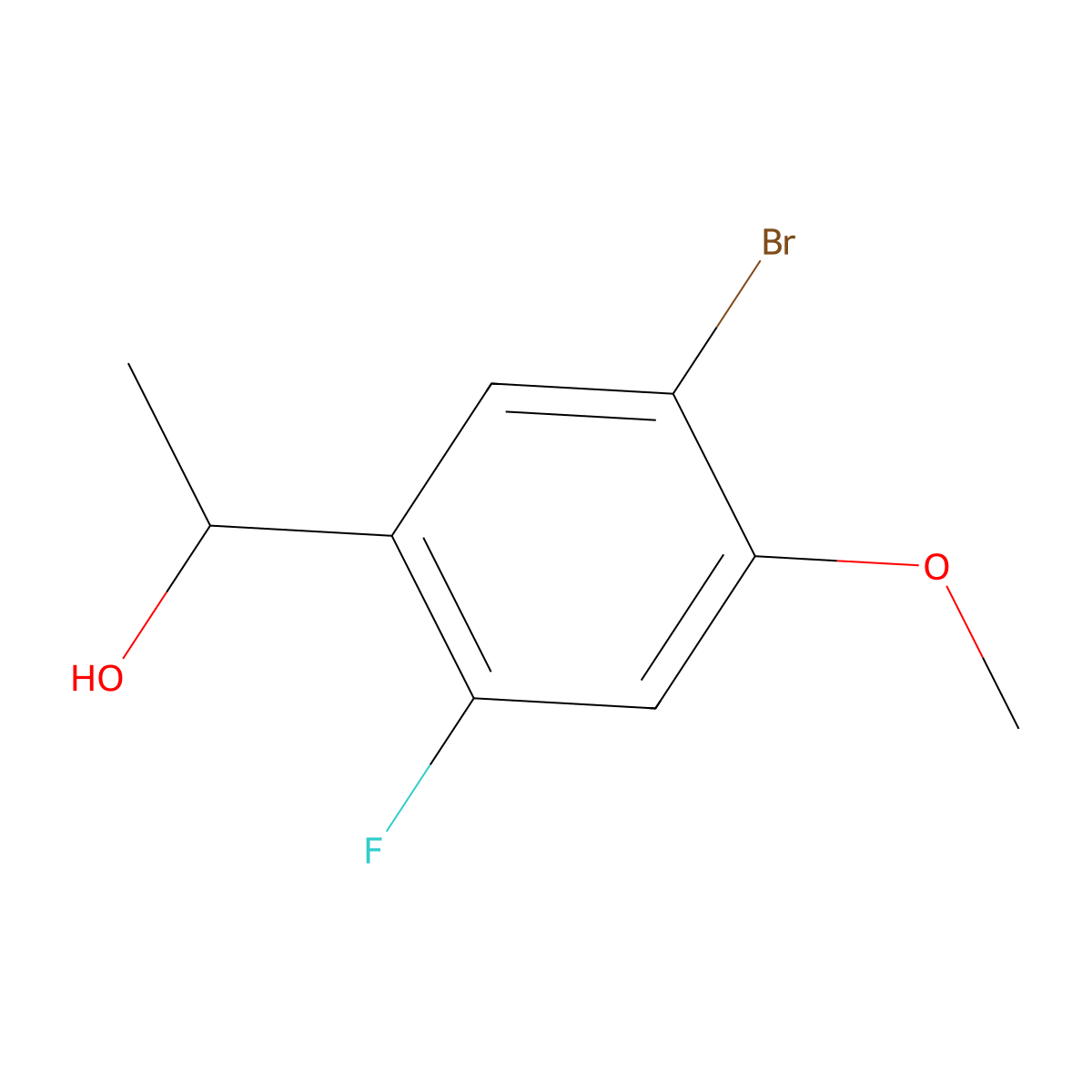 1-(5-Bromo-2-fluoro-4-methoxyphenyl)ethanol molecular structure, CAS 1781528-36-6