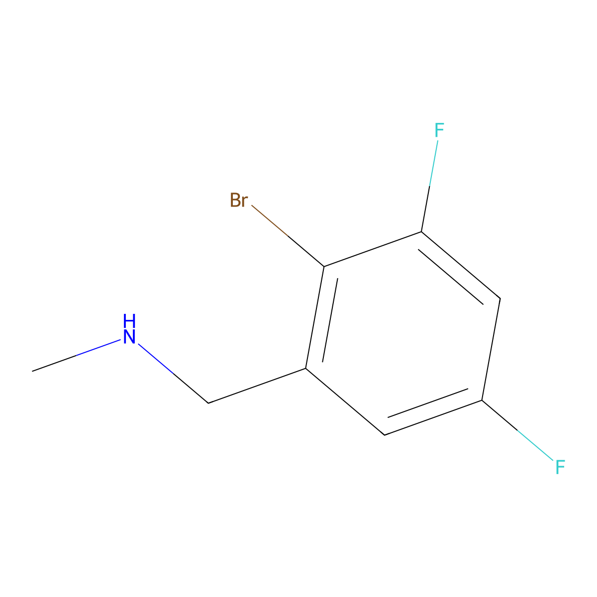 [(2-Bromo-3,5-difluorophenyl)methyl](methyl)amine molecular structure, CAS 1781534-13-1