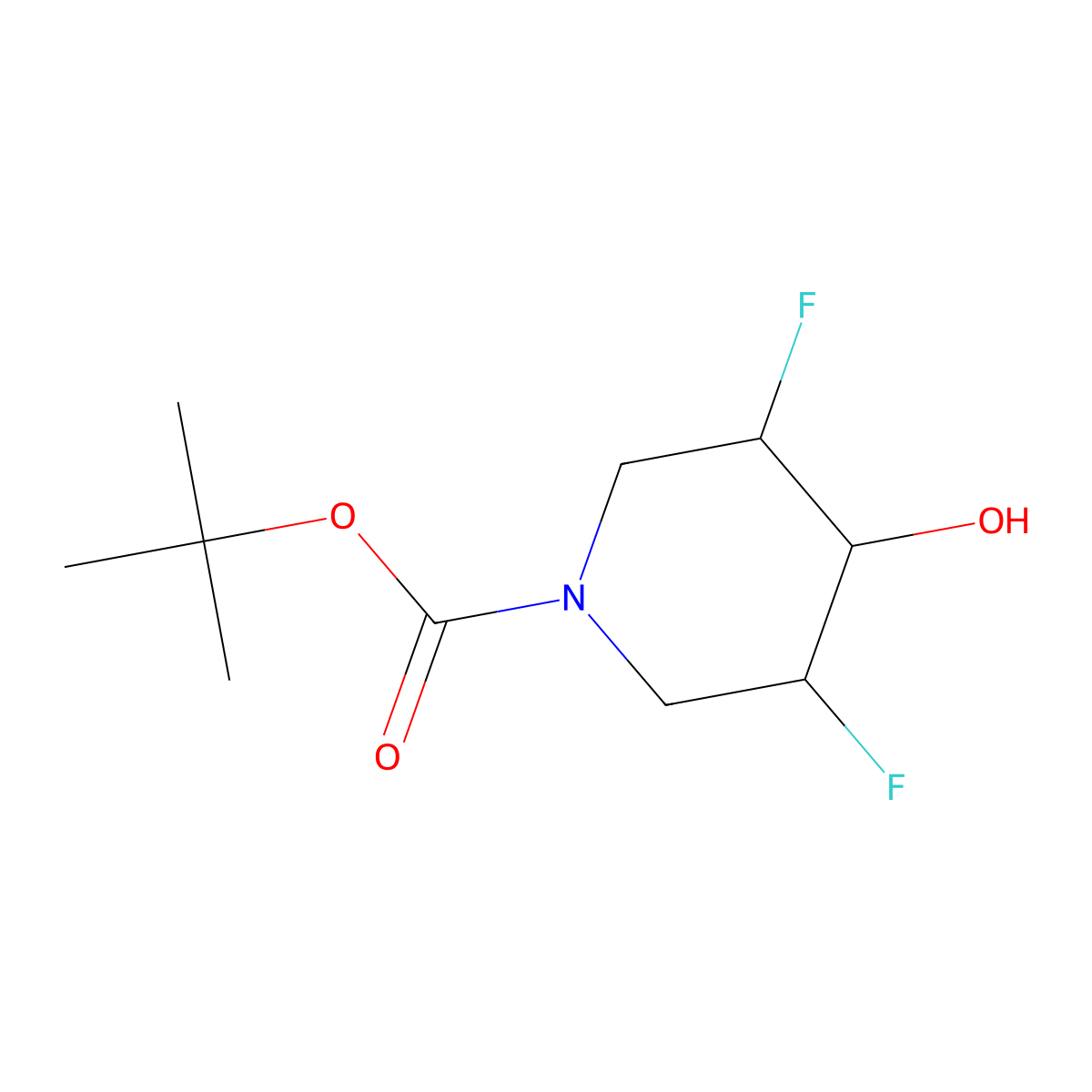 Tert-butyl 3,5-difluoro-4-hydroxypiperidine-1-carboxylate molecular structure, CAS 1781540-74-6