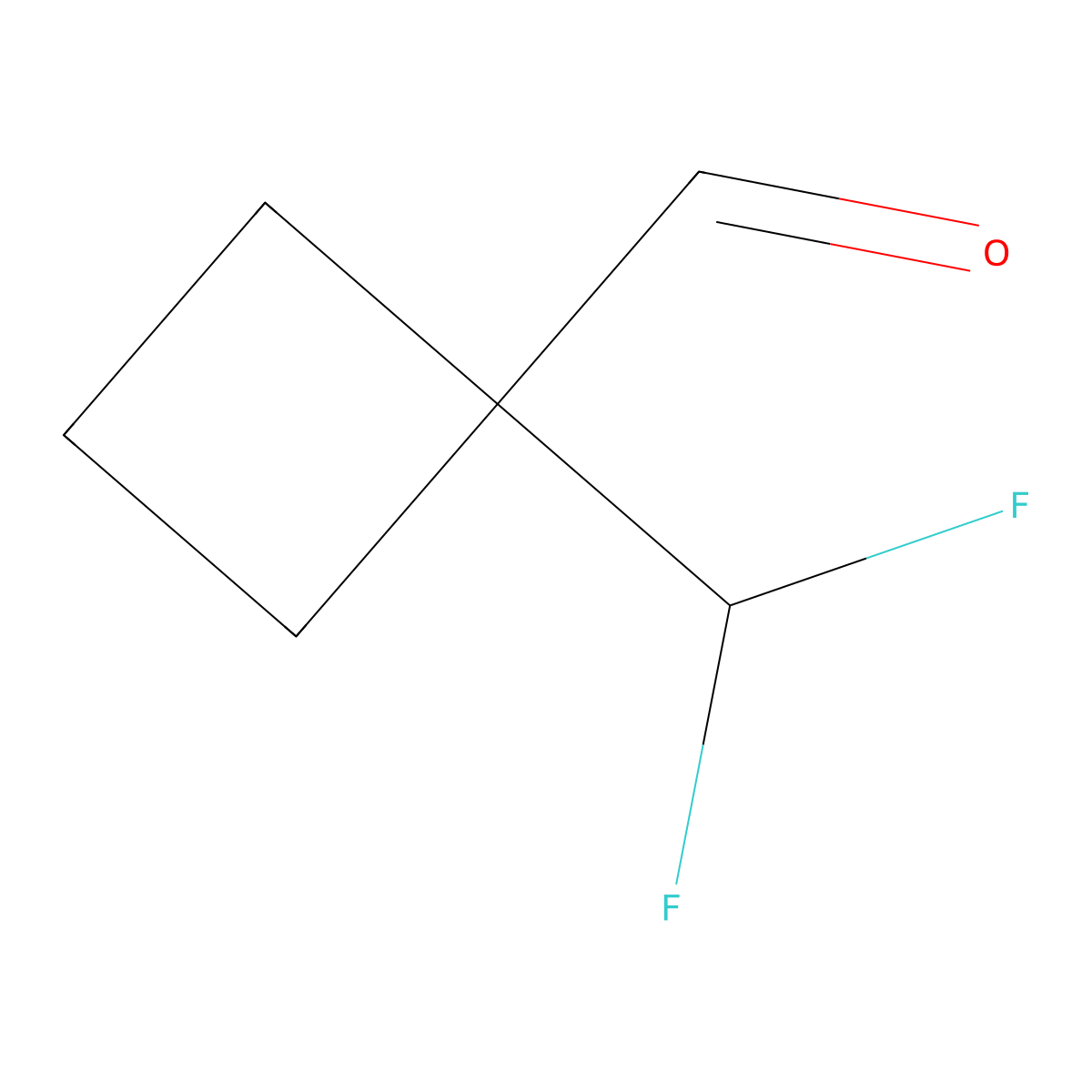 1-(Difluoromethyl)cyclobutane-1-carbaldehyde molecular structure, CAS 1781544-23-7